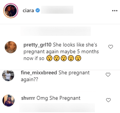 Screenshot showing comments on Ciara's Instagram post | Source: Instagram/ciara