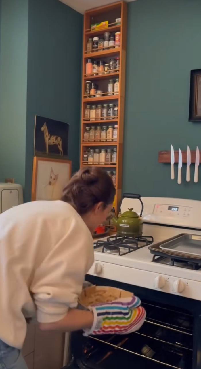 Drew Barrymore showing fans the step by step process of how she makes her apple pie from a video posted on February 4, 2025 | Source: TikTok/@drewbarrymore