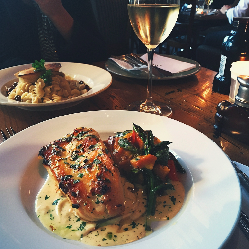 Plates of food at a restaurant | Source: Midjourney