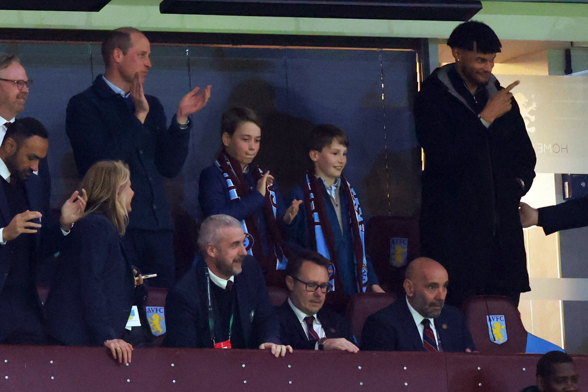 Prince William, Prince of Wales and Prince George of Wales at the  Aston Villa and Lille OSC match in Birmingham in 2024 | Source: Getty Images