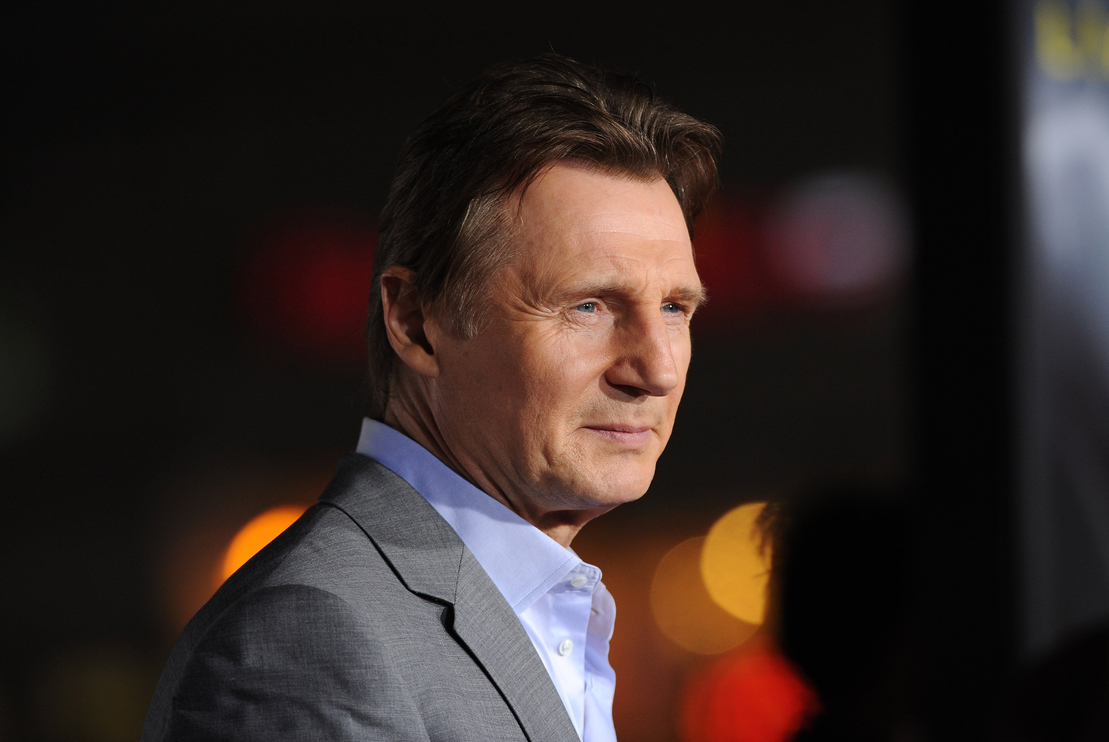 Liam Neeson arriving at the Los Angeles premiere of "Non-Stop" at Regency Village Theatre on February 24, 2014 in Westwood, California. / Source: Getty Images