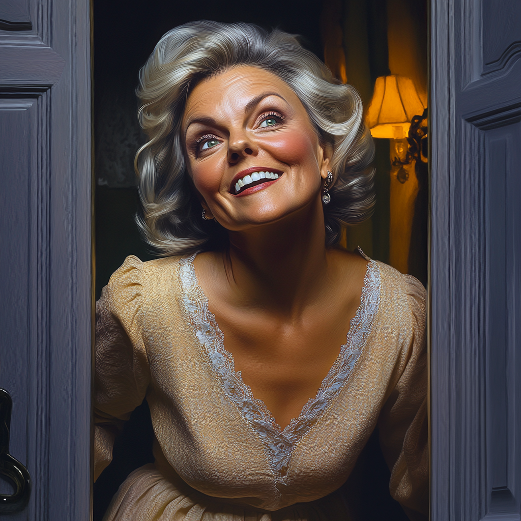 An older woman opening the door | Source: Midjourney