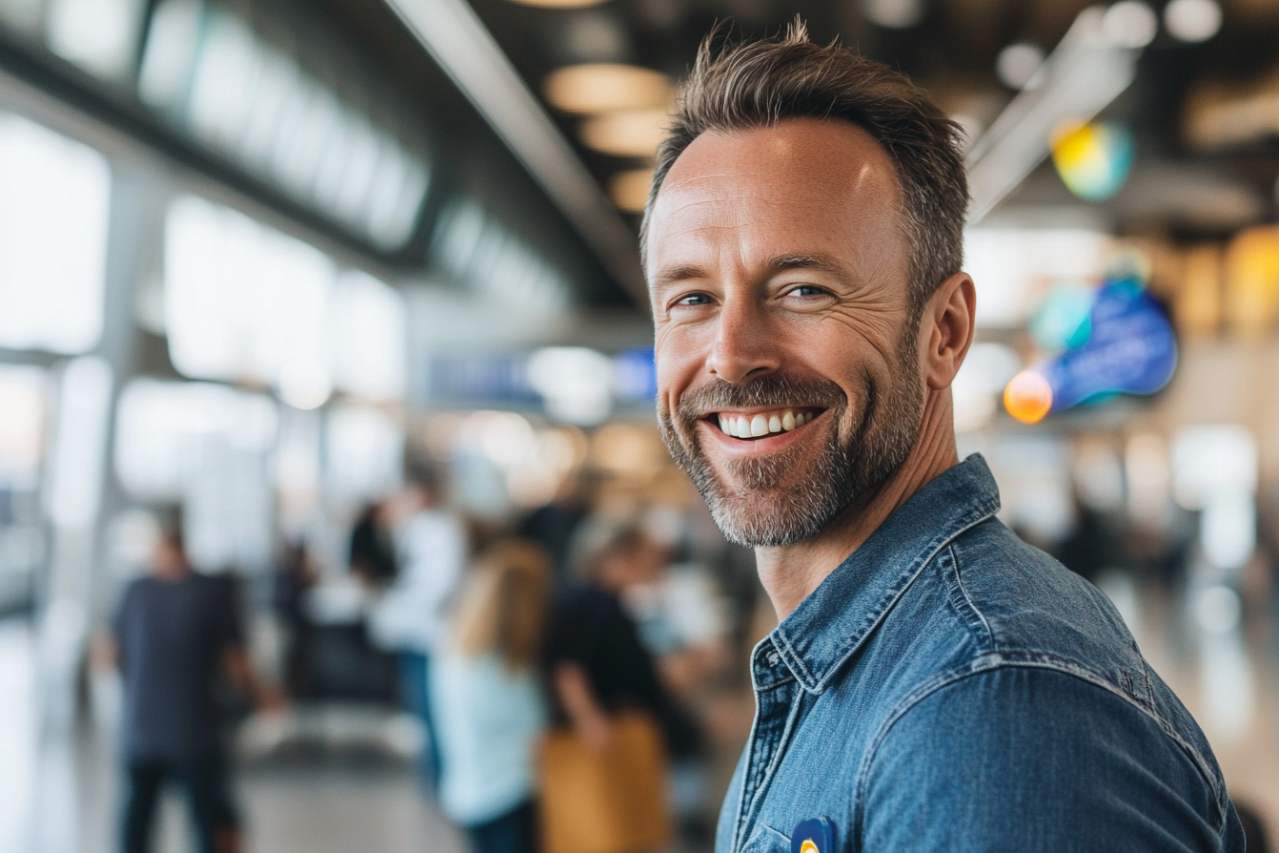 A man standing in an airport | Source: Midjourney