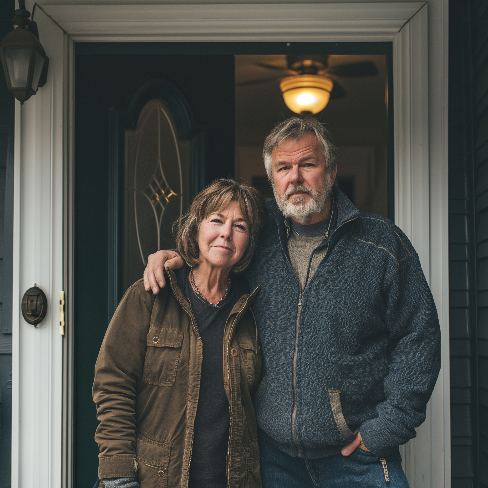 An elderly couple on doorstep | Source: Midjourney