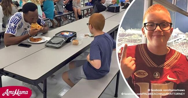 Autistic kid who always sat alone at school lunch suddenly has a football player as a companion