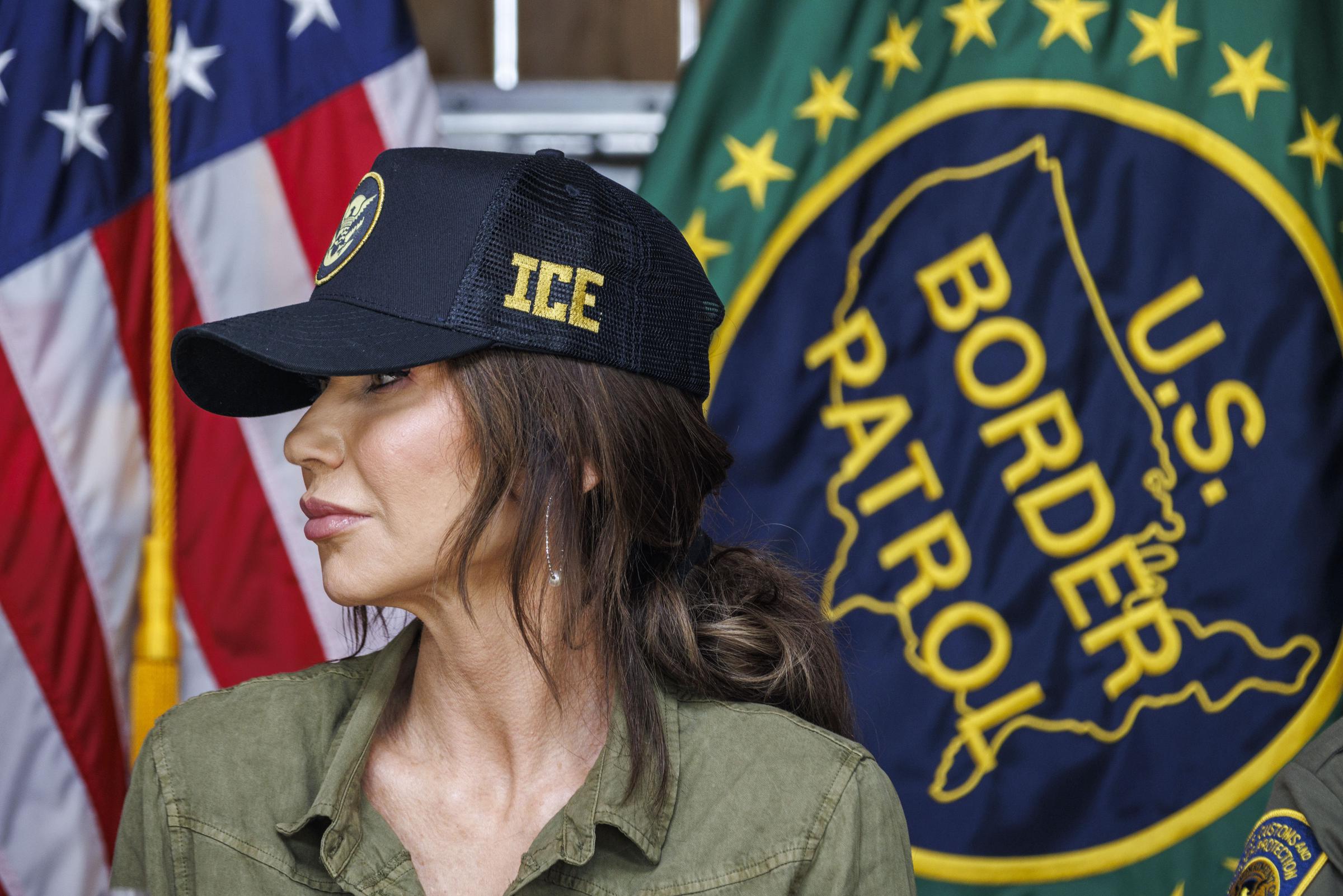 U.S. Secretary of Homeland Security Kristi Noem at a roundtable discussion with local ranchers and employees from U.S. Customs and Border Protection on January 7, 2026 in Brownsville, Texas | Source: Getty Images