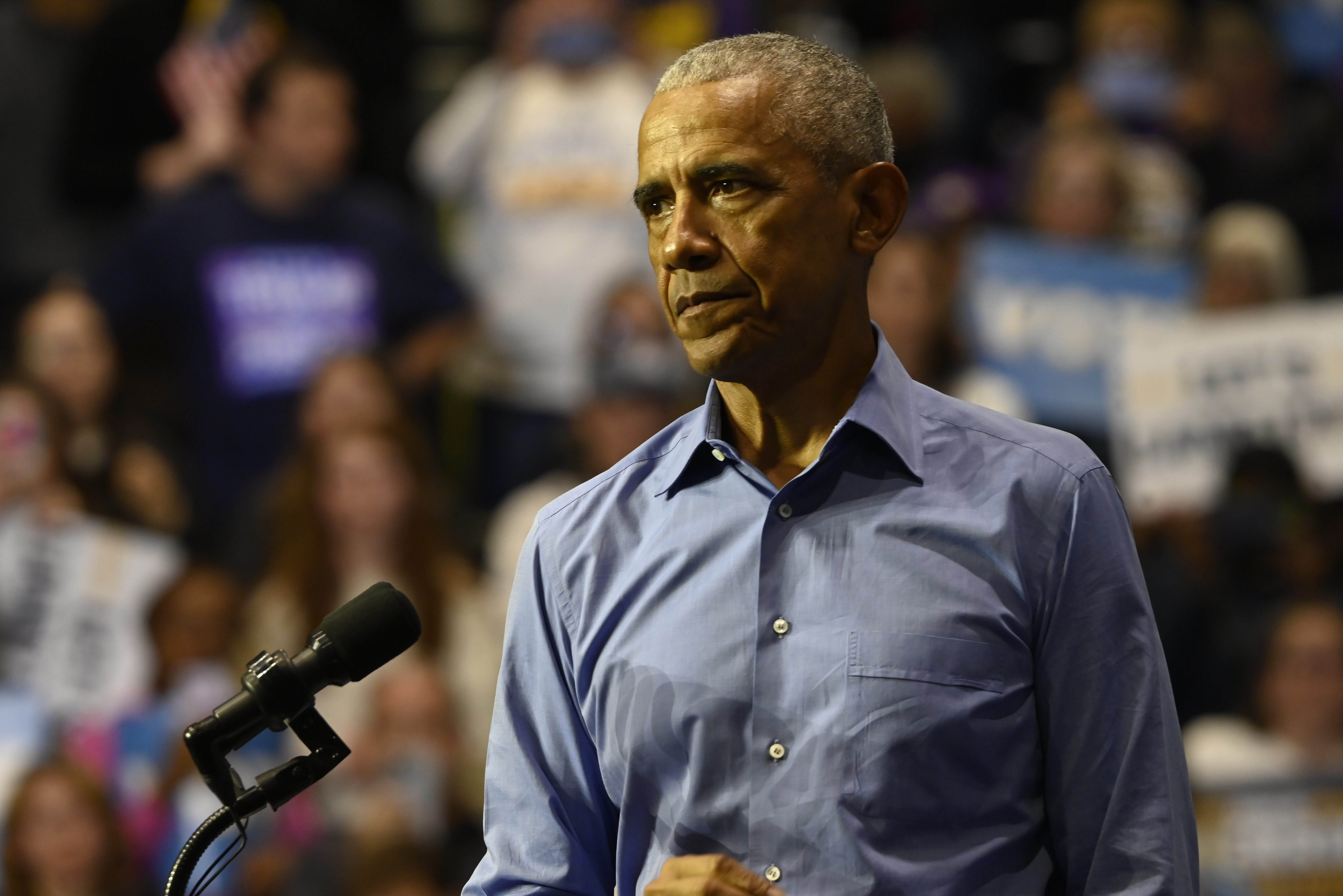 Barack Obama at the "Get out the vote' rally" in Newark, New Jersey on November 1, 2025. | Source: Getty Images