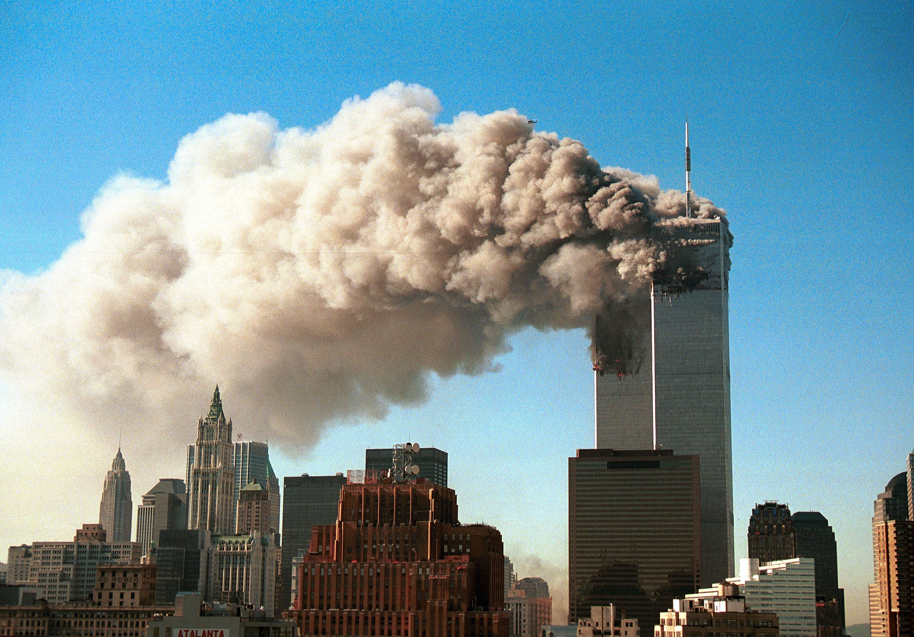 The World Trade Center twin towers following the terrorist attacks in New York City, 2001 | Photo: Getty Images