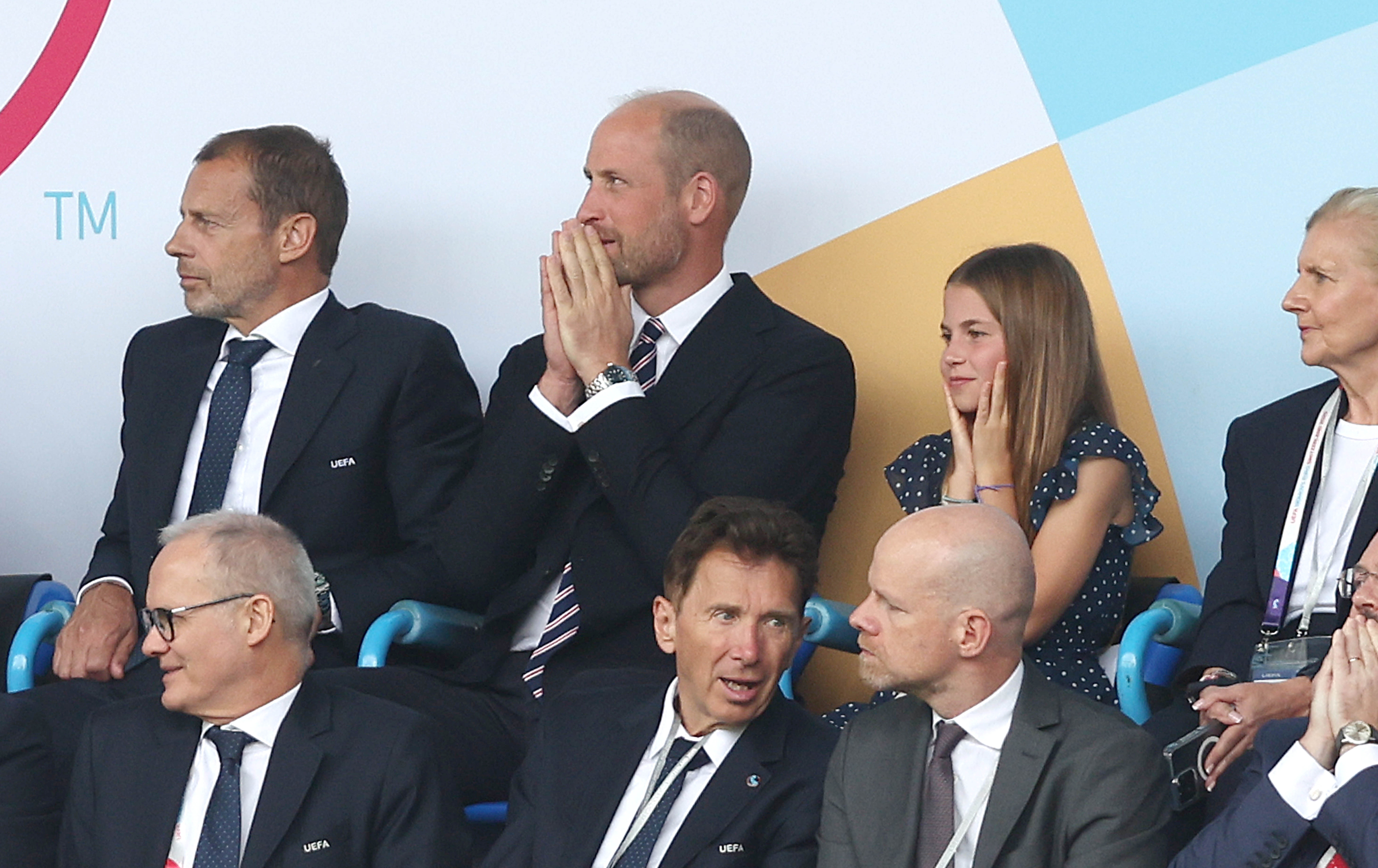 Prince William, Prince Of Wales and Princess Charlotte of Wales watch the UEFA Women's EURO Final match between England and Spain at St. Jakob-Park, Switzerland on July 27, 2025 | Source: Getty Images