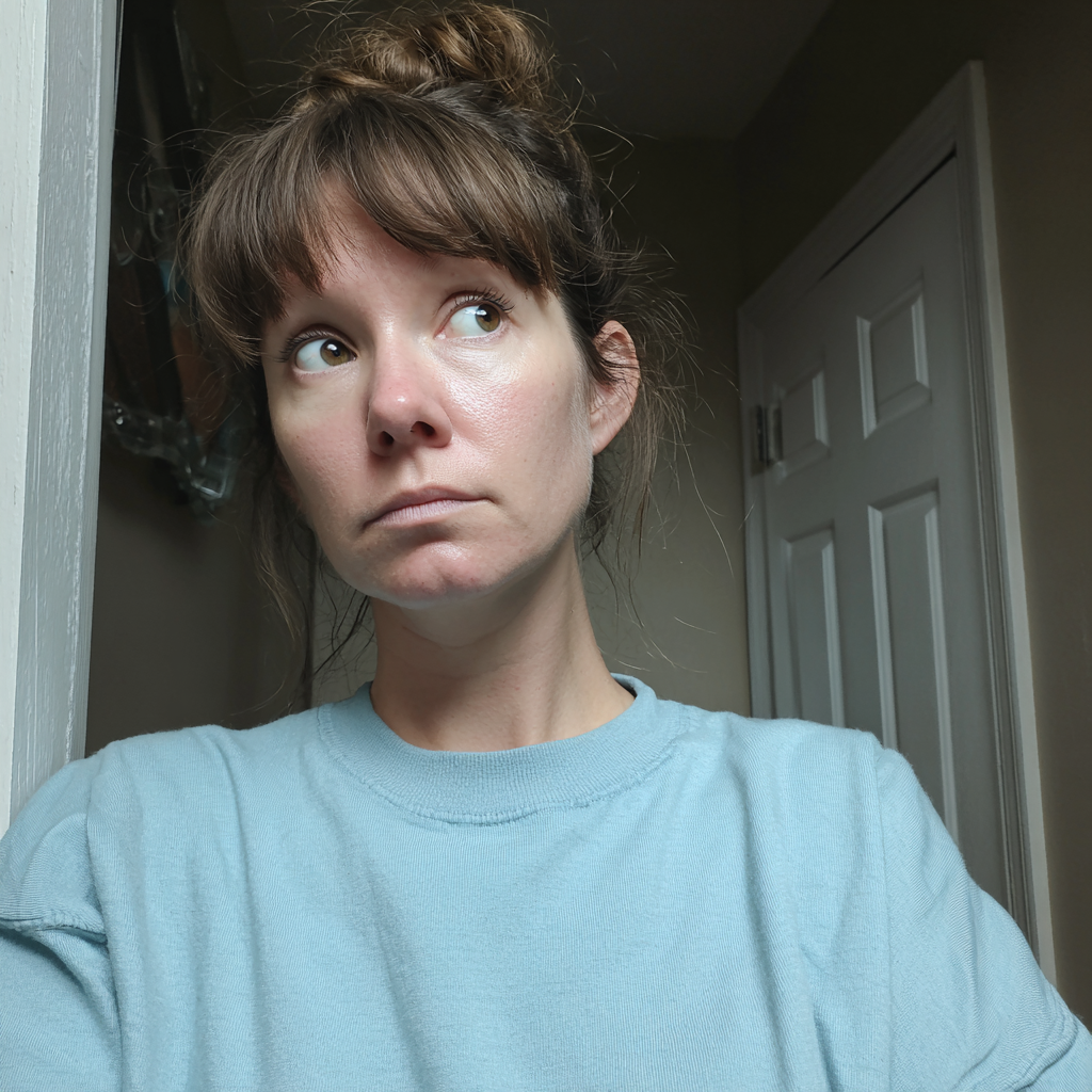 A woman standing in a home hallway | Source: Midjourney