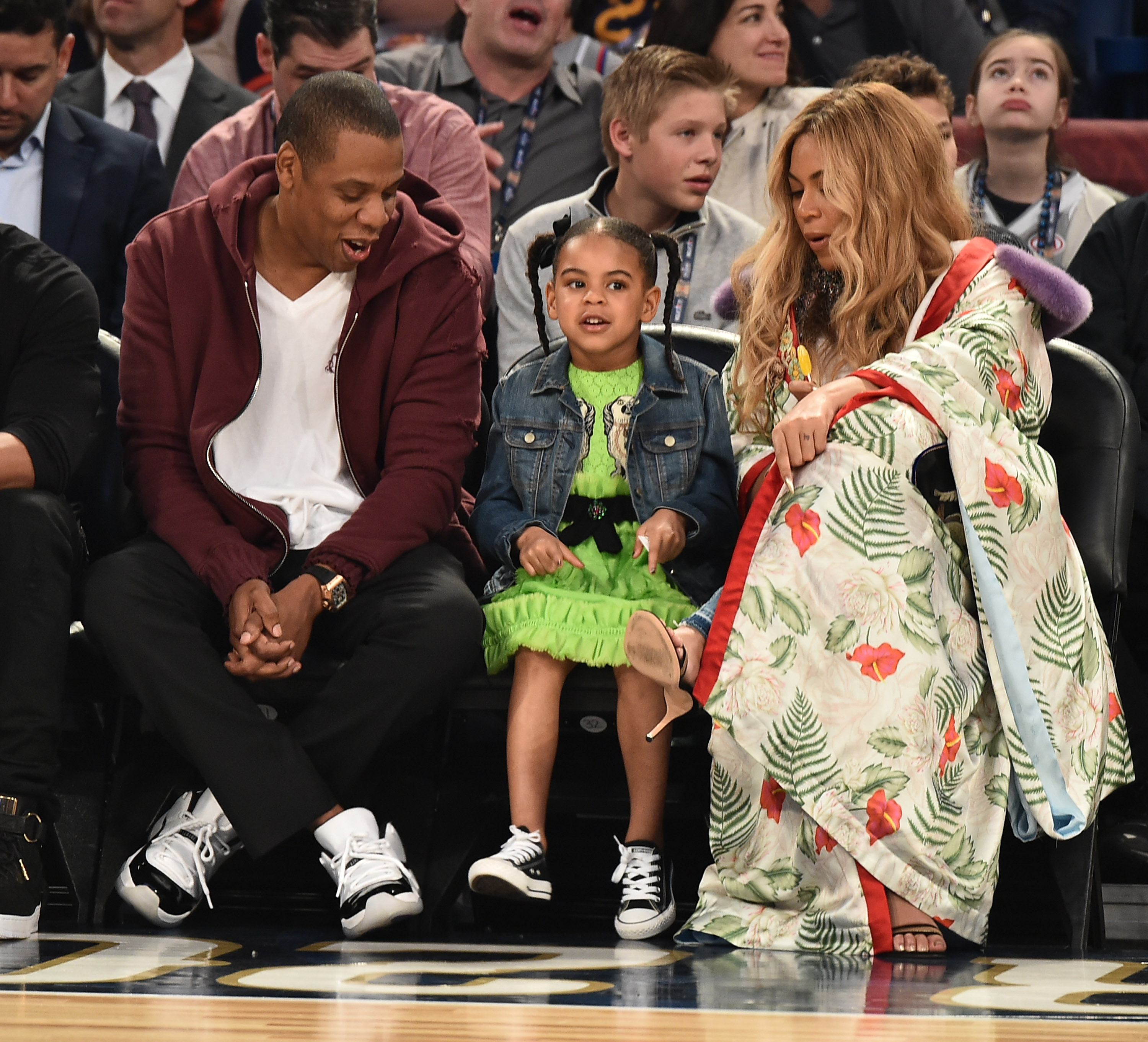 Jay Z, Blue Ivy Carter and Beyonce Knowles on February 19, 2017 in New Orleans, Louisiana. | Source: Getty Images