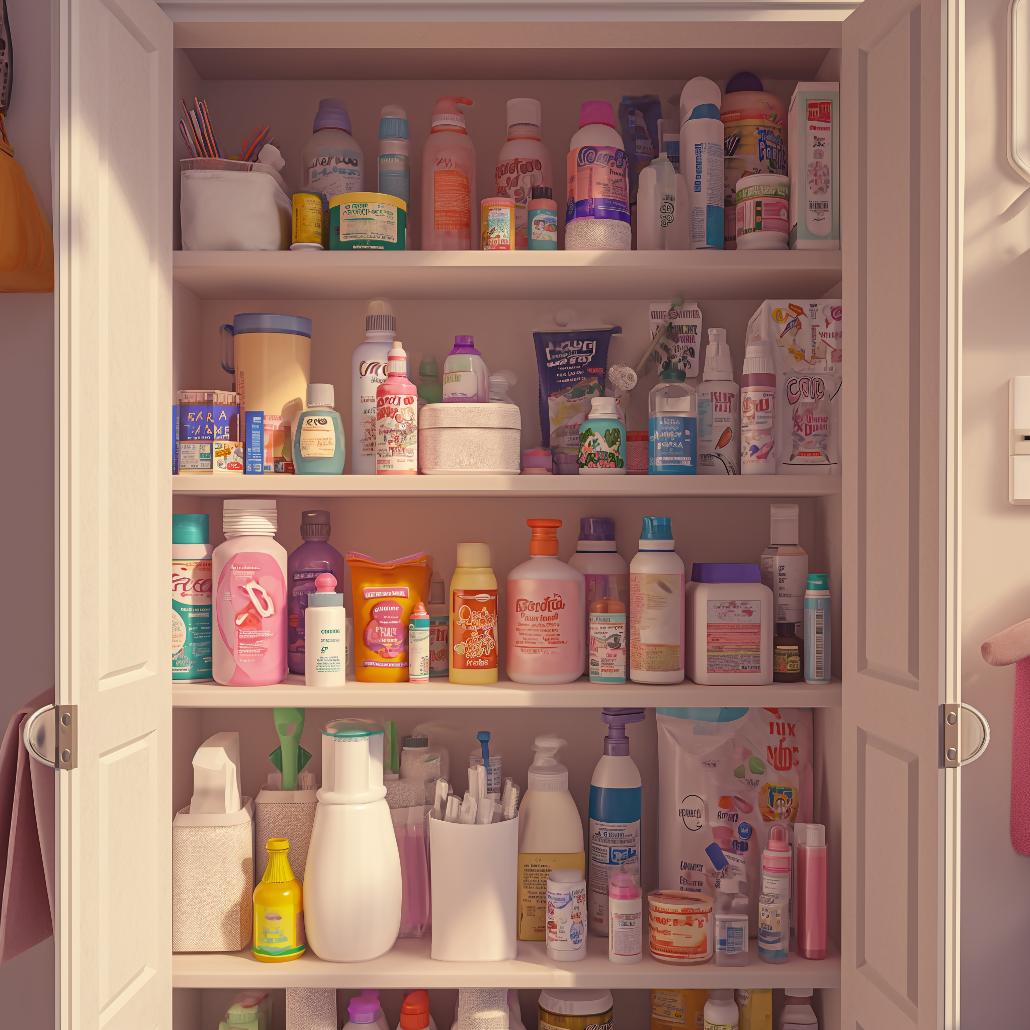 A cupboard with detergents and toiletries | Source: Midjourney