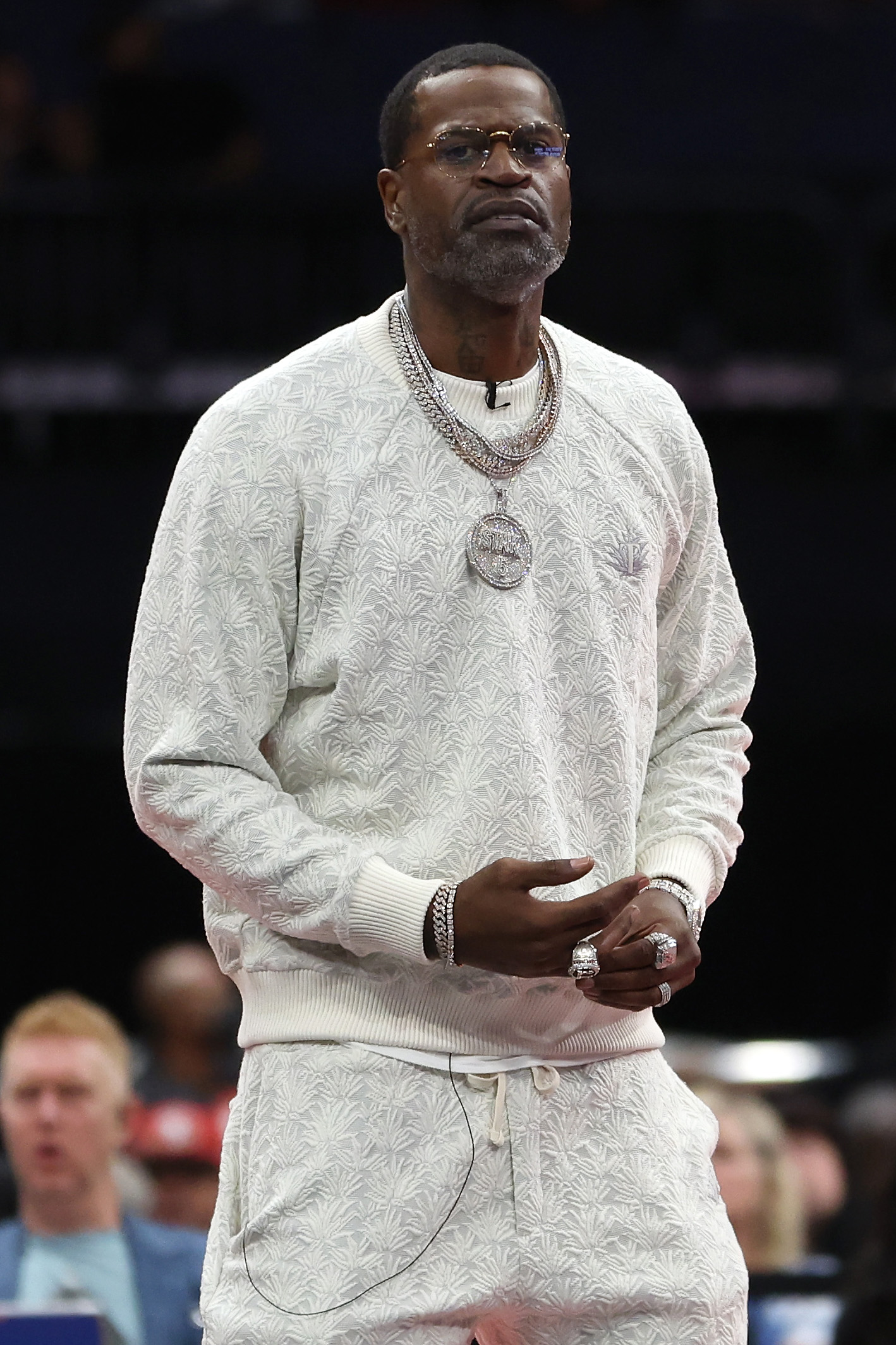 Stephen Jackson of the Trilogy looks on during the BIG3 Playoffs on August 14, 2022, at Amalie Arena in Tampa, Florida. | Source: Getty Images