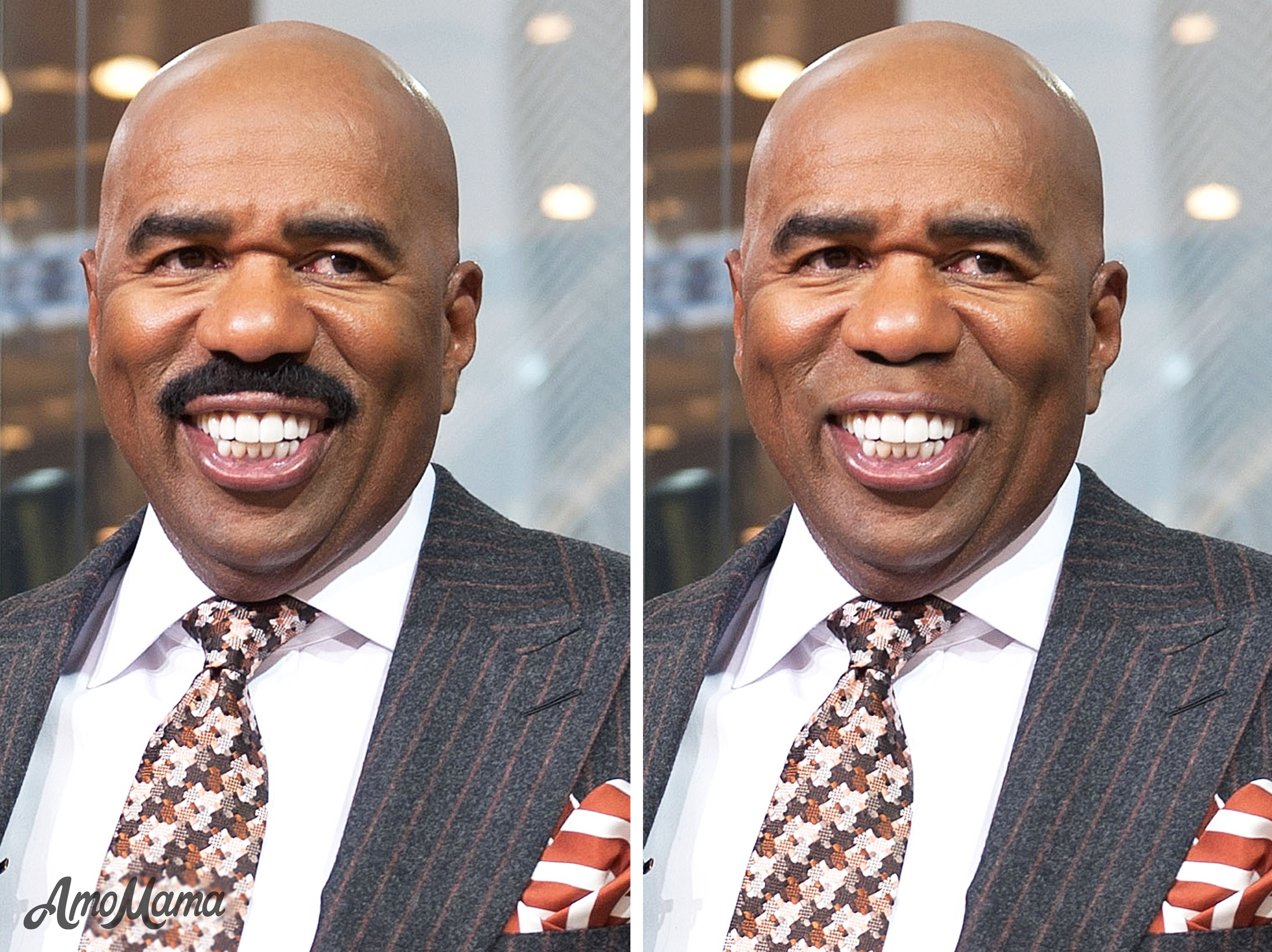 Steve Harvey's before and after moustache look | Photo: Getty Images