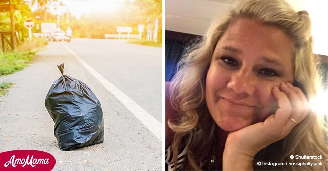 Woman spots a 'moving' garbage bag on the road and makes a surprising discovery