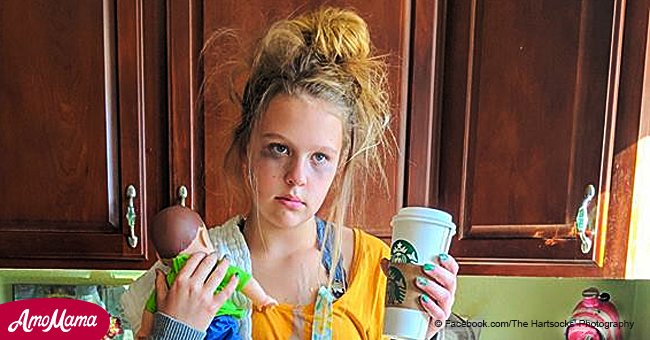 Girl dresses as 'tired mom' for Halloween, and her photos go viral among women