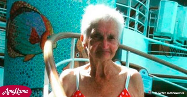 90-year-old woman shows off her body in a hot red bikini. Photo goes viral all over the world