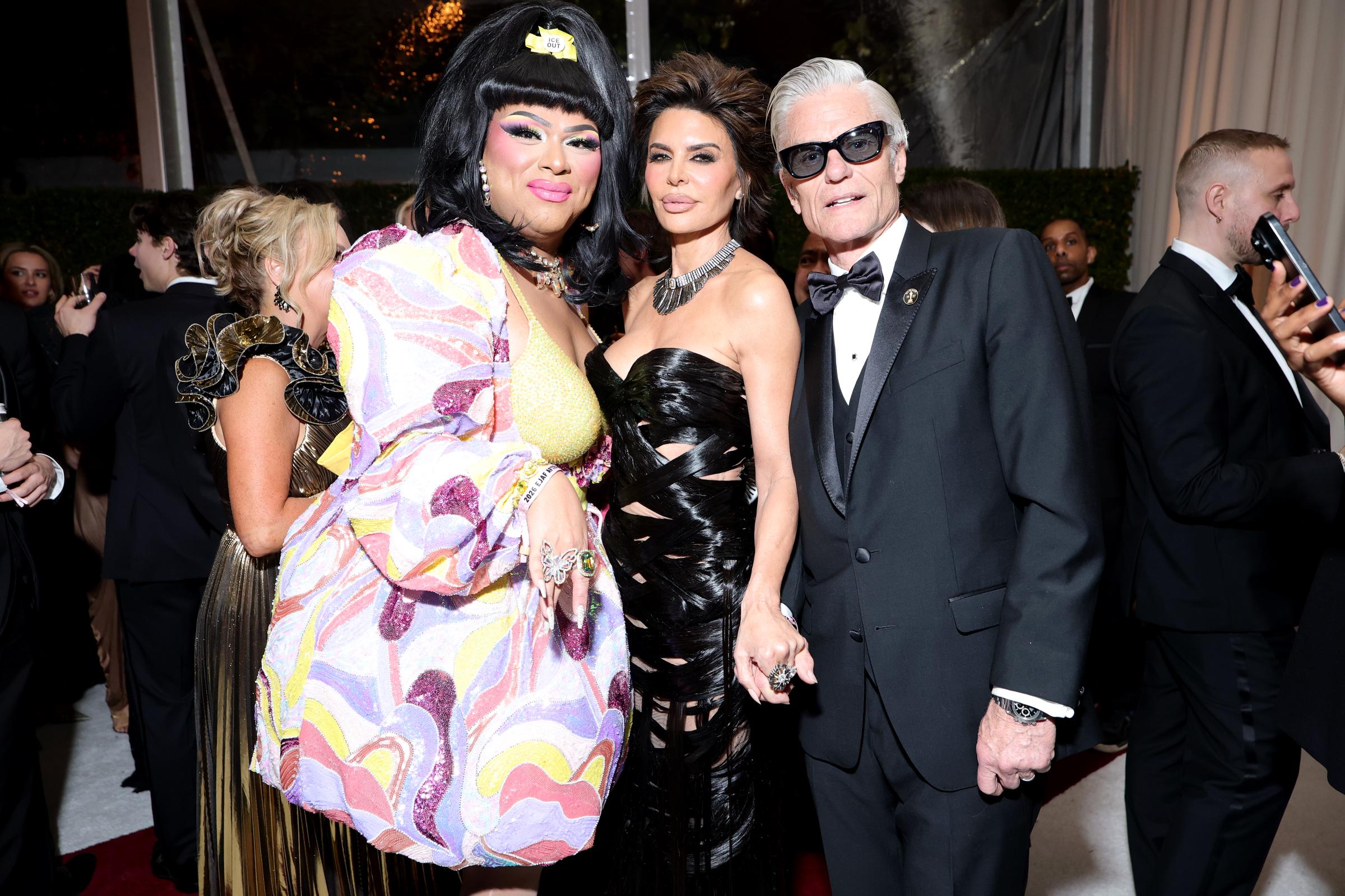 Lushious Massacr, Lisa Rinna and Harry Hamlin attend Elton John AIDS Foundation's 34th Annual Academy Awards Viewing Party on March 15, 2026, in West Hollywood, California | Source: Getty Images