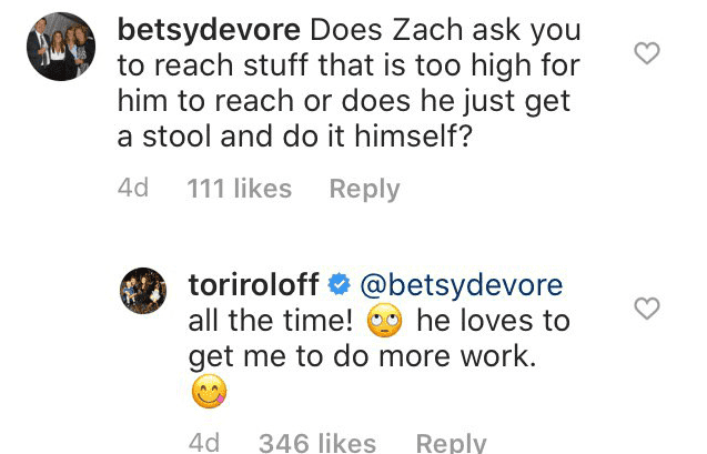 Tori Roloff's response to one of the questions from her followers on Instagram | Source: Instagram/@toriroloff