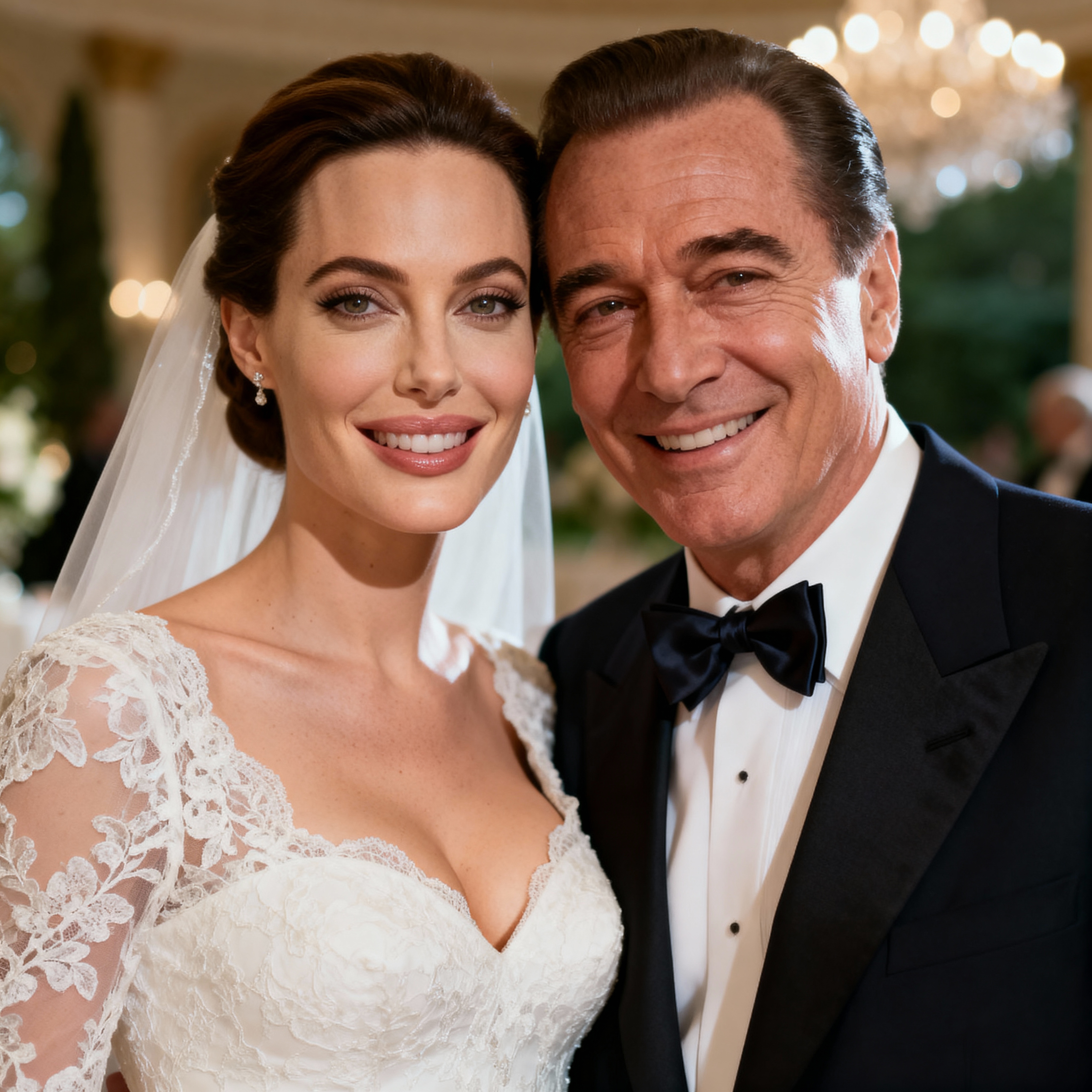 Their imaginary wedding day is an old-school toast to timeless romance for Angelina Jolie and Frank Sinatra | Source: Grok AI