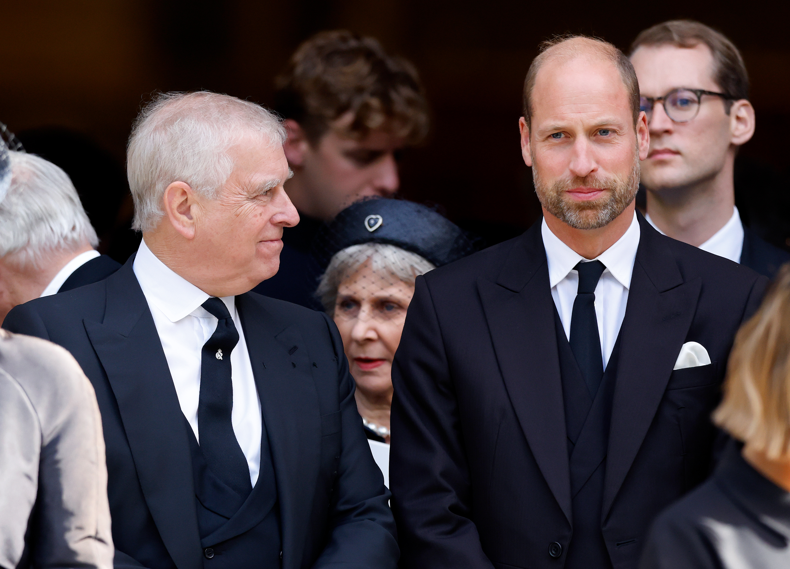 Ex-Prince Andrew and Prince William attend Katharine, Duchess of Kent's Requiem Mass service at Westminster Cathedral on September 16, 2025 in London, England. | Source: Getty Images