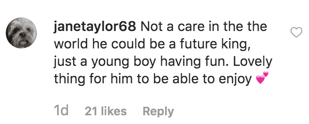 Fan comment's on video of Prince George enjoying a Aston Villa game | Source: instagram.com/kensingtonroyal