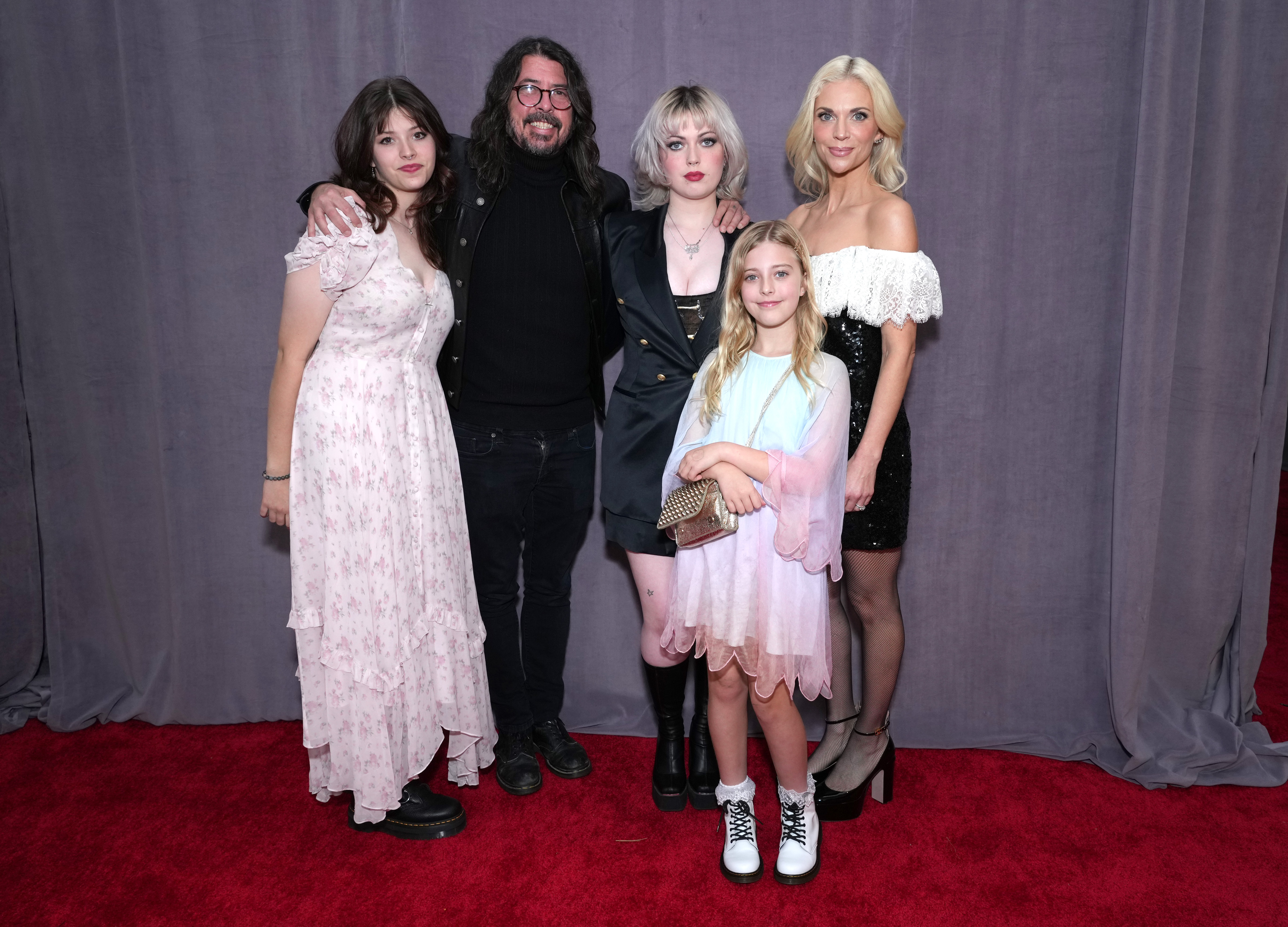 Harper Grohl, Dave Grohl, Violet Grohl, Ophelia Grohl, and Jordyn Grohl attend the 65th GRAMMY Awards on February 05, 2023, in Los Angeles, California. | Source: Getty Images