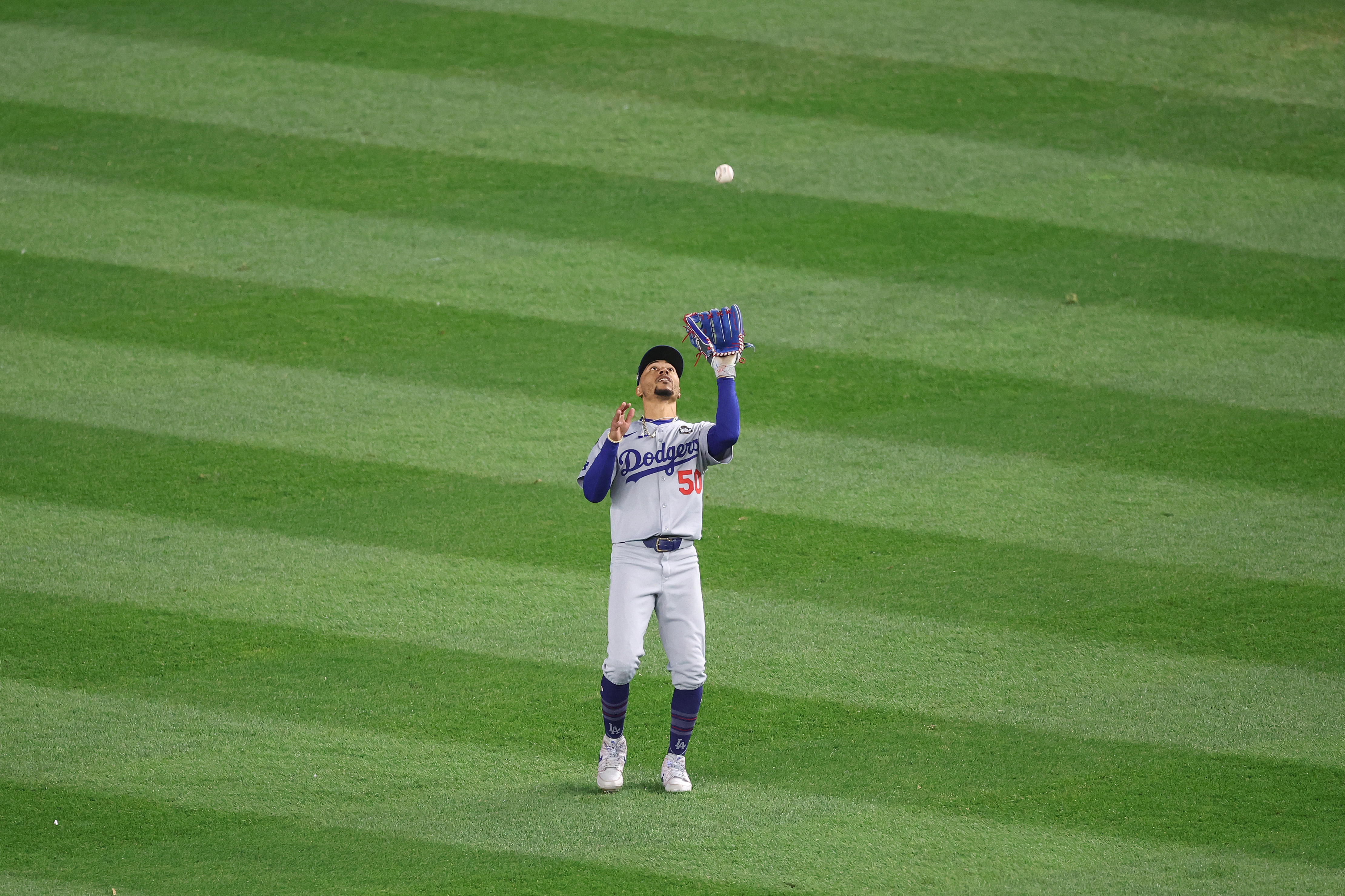 Mookie Betts during the match between the Los Angeles Dodgers and the New York Yankees in Game 4 of the World Series in New York City on October 29, 2024 | Source: Getty Images