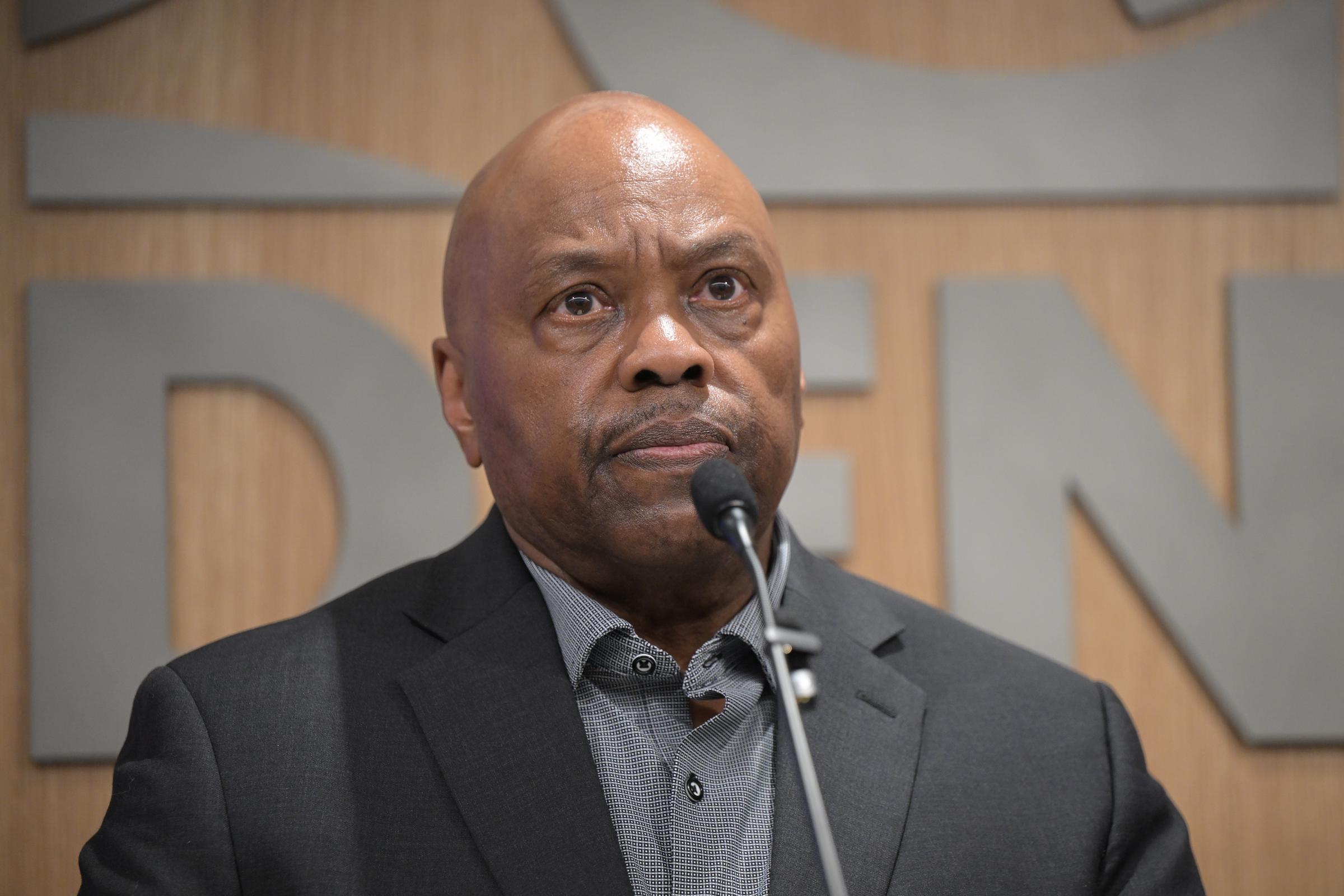 Denver International Airport CEO Phil Washington speaks during a press conference at Denver International Airport on May 12, 2026, in Denver, Colorado | Source: Getty Images