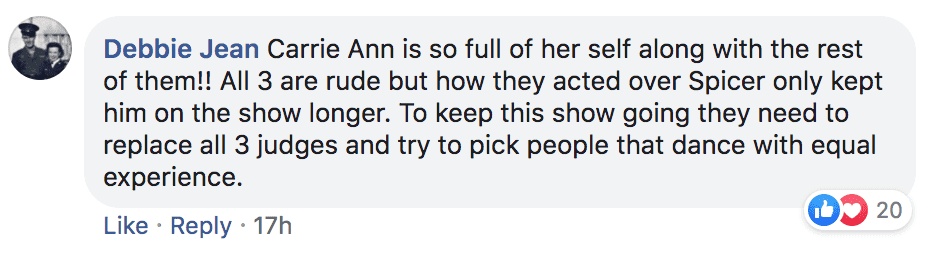 Fan writes angry post about Carrie Anna Inaba's messages to Sean Spicer after his elimination | Source: facebook.com/popculturedotcom/posts