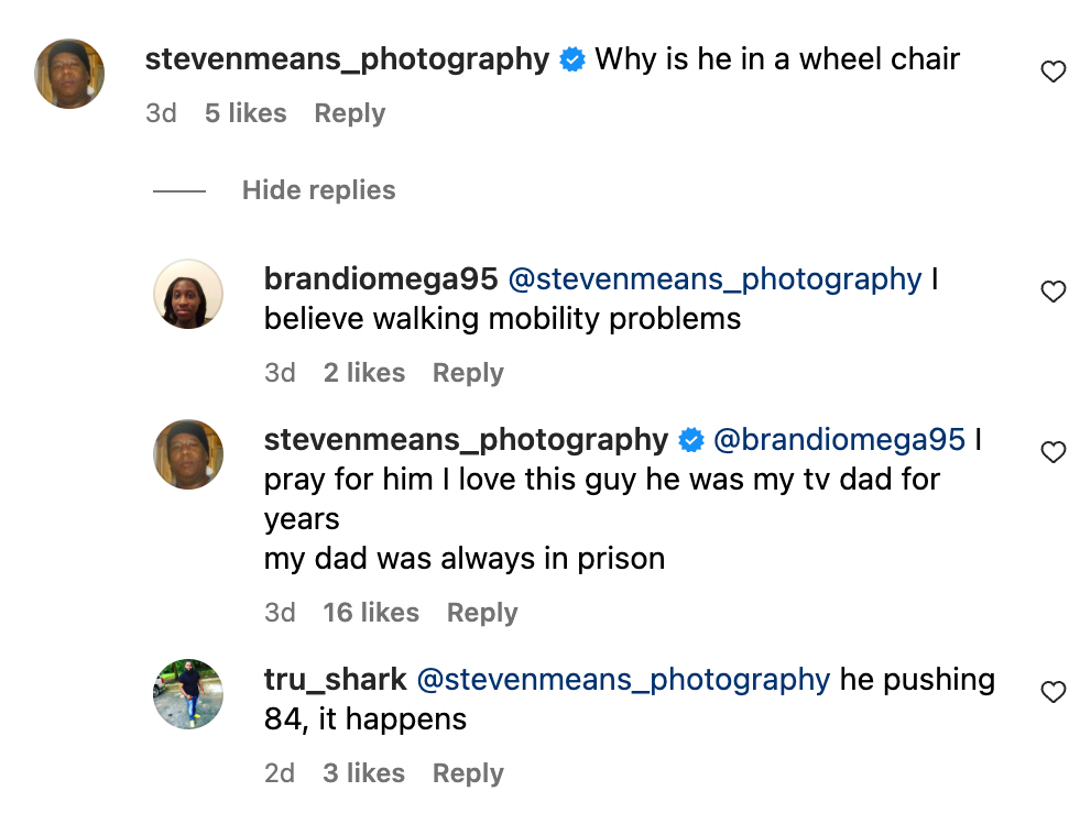 Some comments on John's appearance and mobility issues posted on April 11 2023 | Source: Instagram.com/officialjohnamos