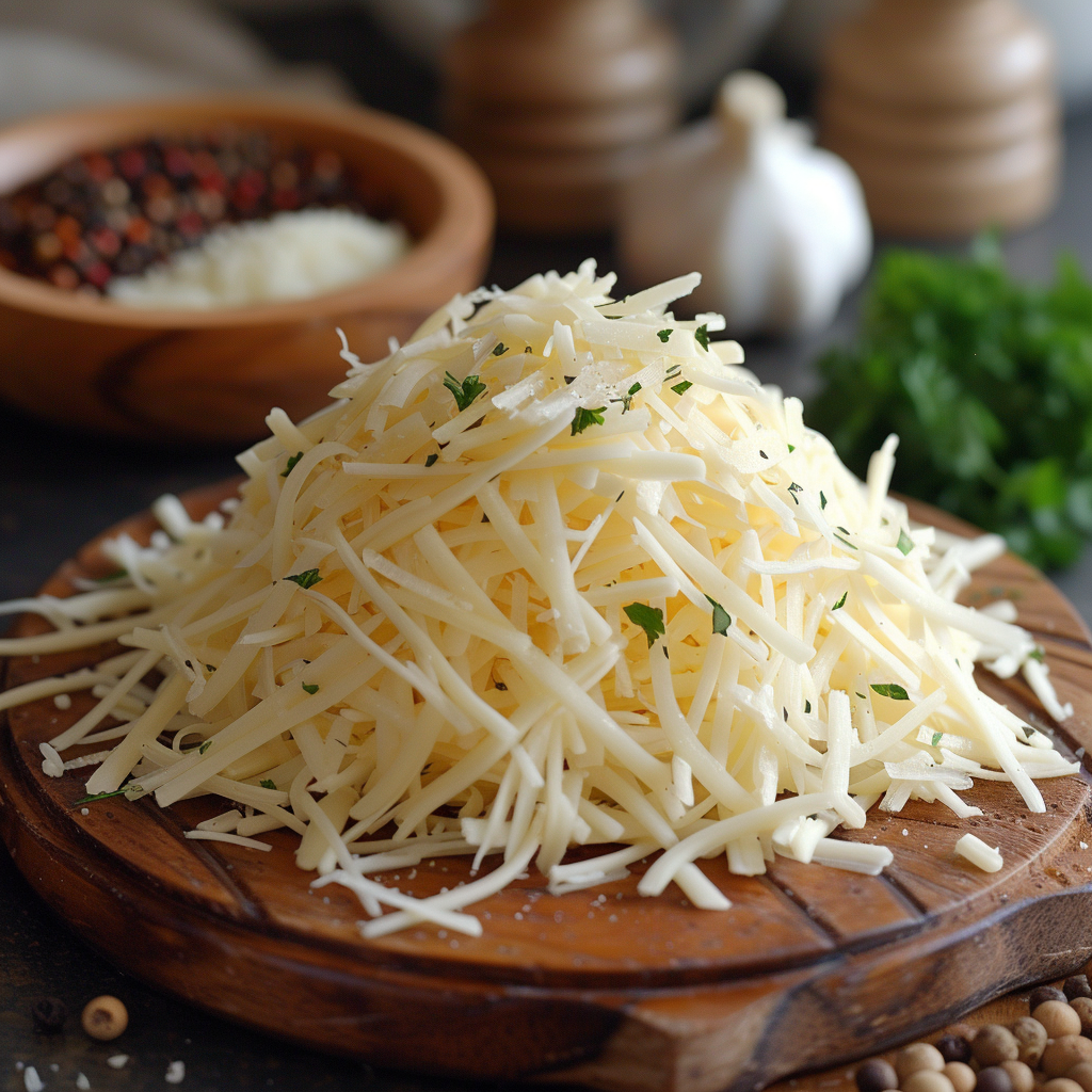 Grated cheese on a board | Source: Midjourney