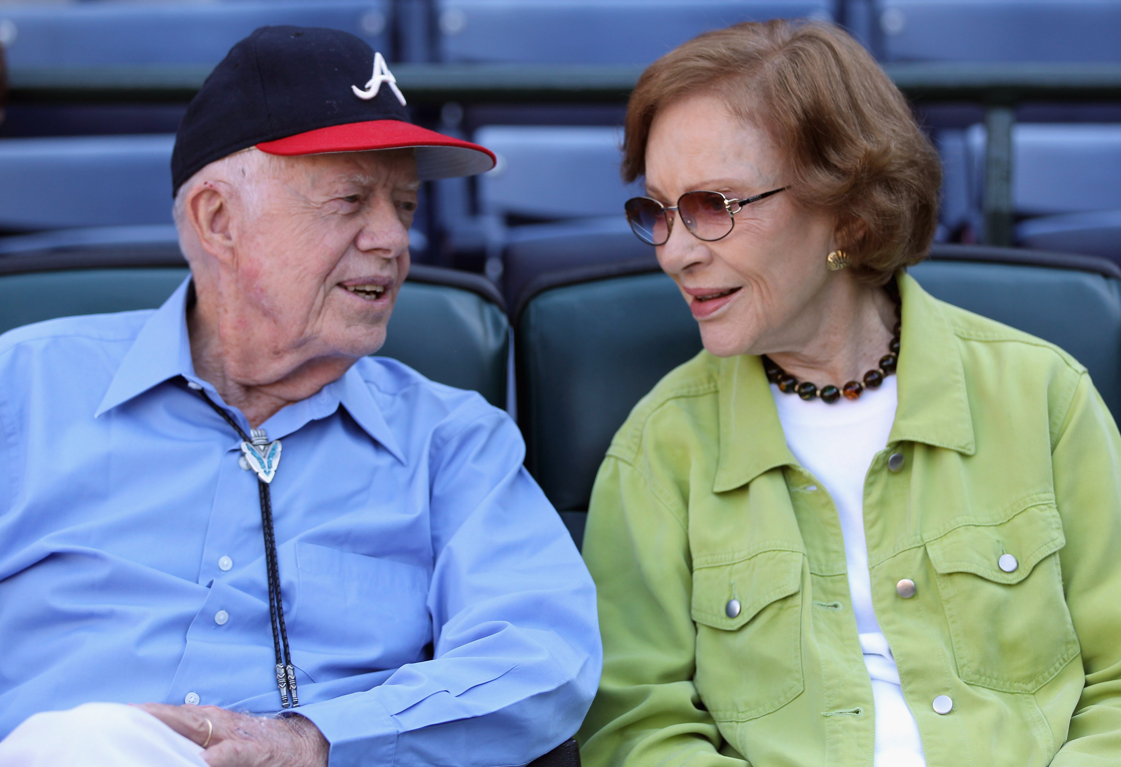 Former President Jimmy Carter and wife Rosalyn on October 10, 2010 at Turner Field in Atlanta, Georgia. | Source: Getty Images