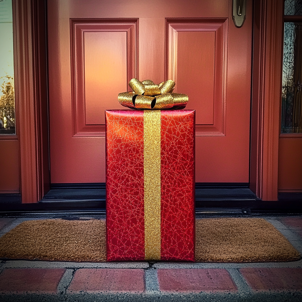 A big red box on a porch | Source: Midjourney