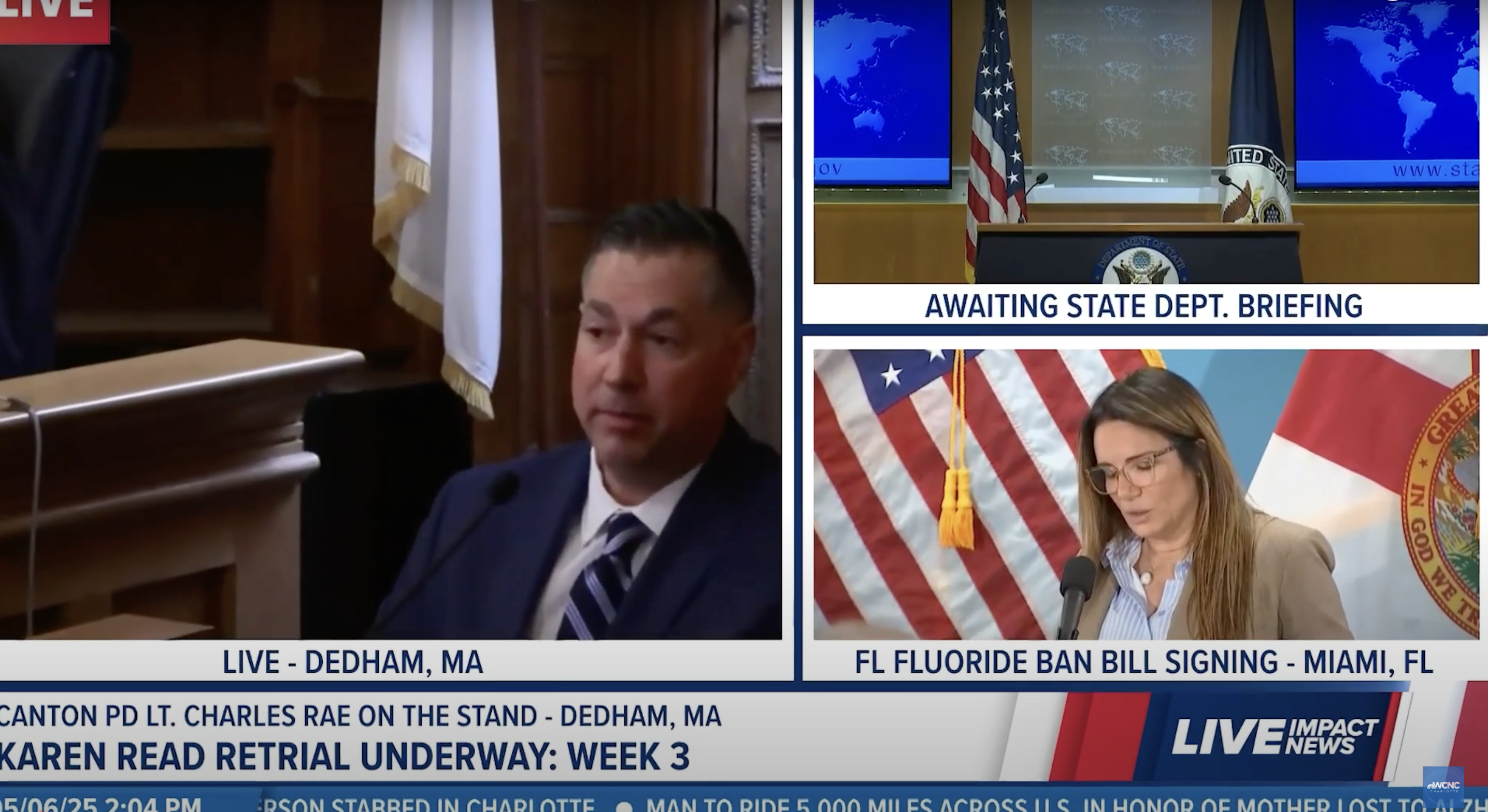 Florida State Senator Ileana Garcia is pictured in the bottom left corner during a press conference in Miami, dated May 7, 2025 | Source: YouTube/WCNC