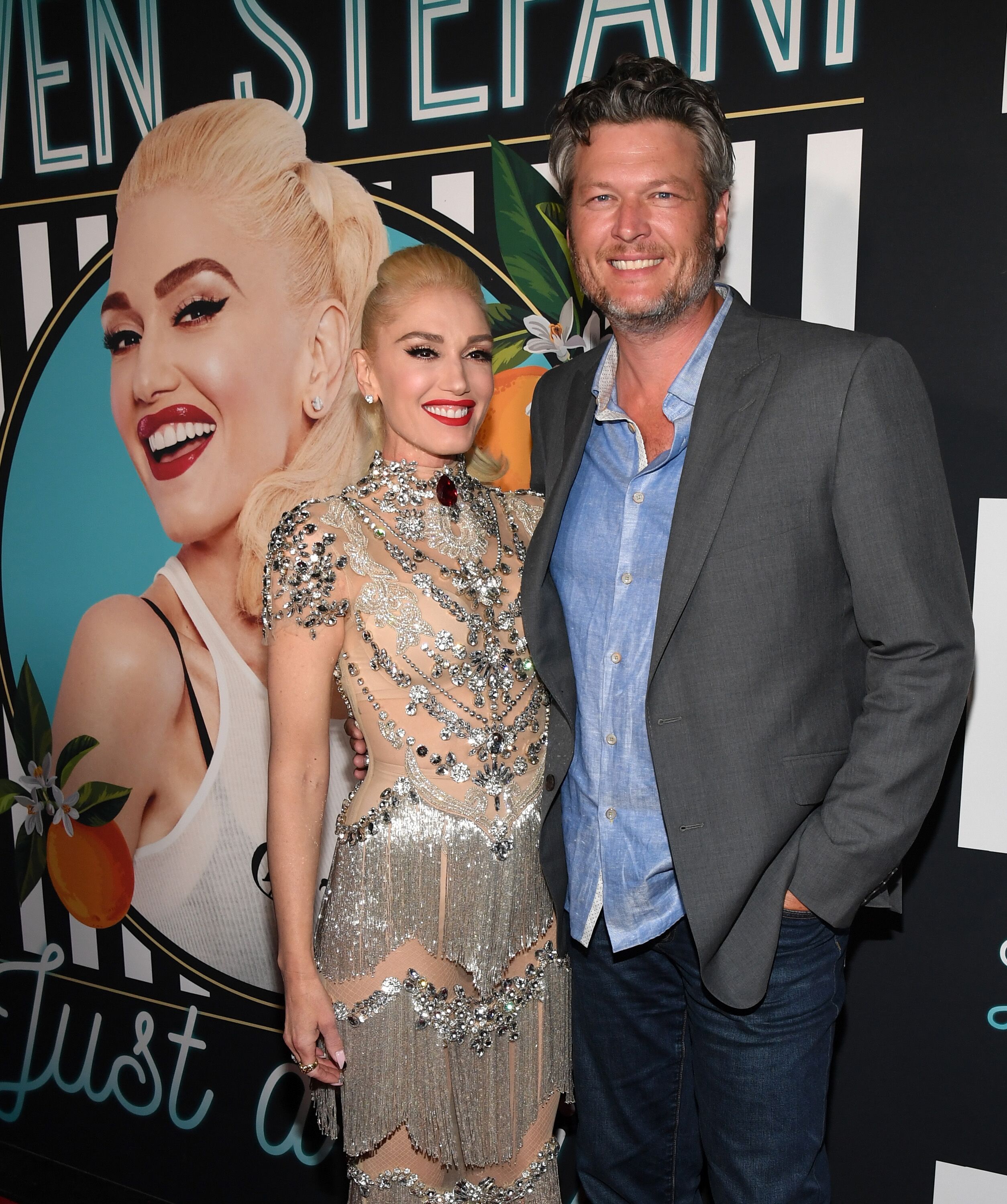 Gwen Stefani and Blake Shelton at the grand opening of her "Gwen Stefani - Just a Girl" residency. | Source: Getty Images
