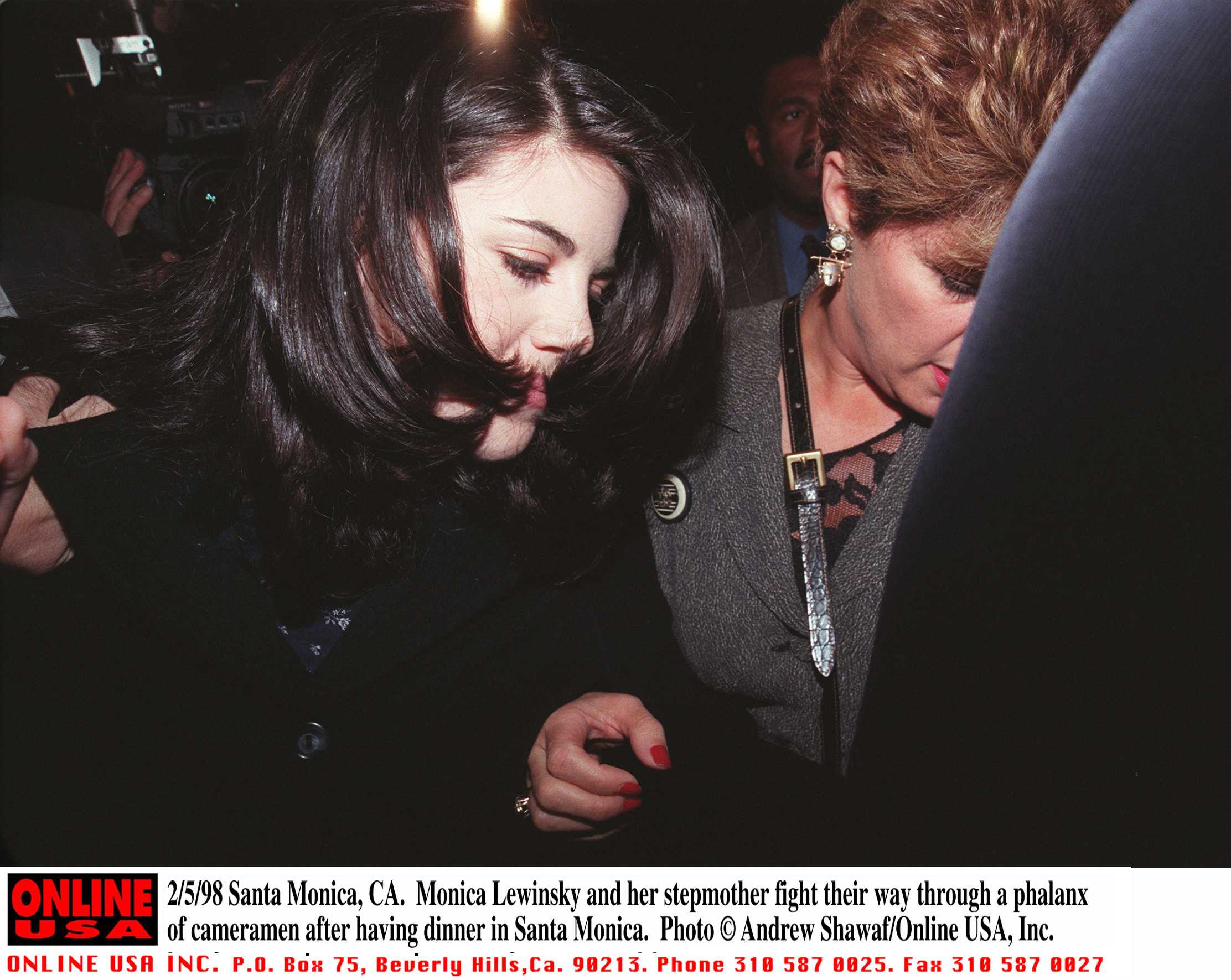 Monica Lewinsky and her step-mother pictured on February 6, 1998 in Santa Monica, California. | Source: Getty Images