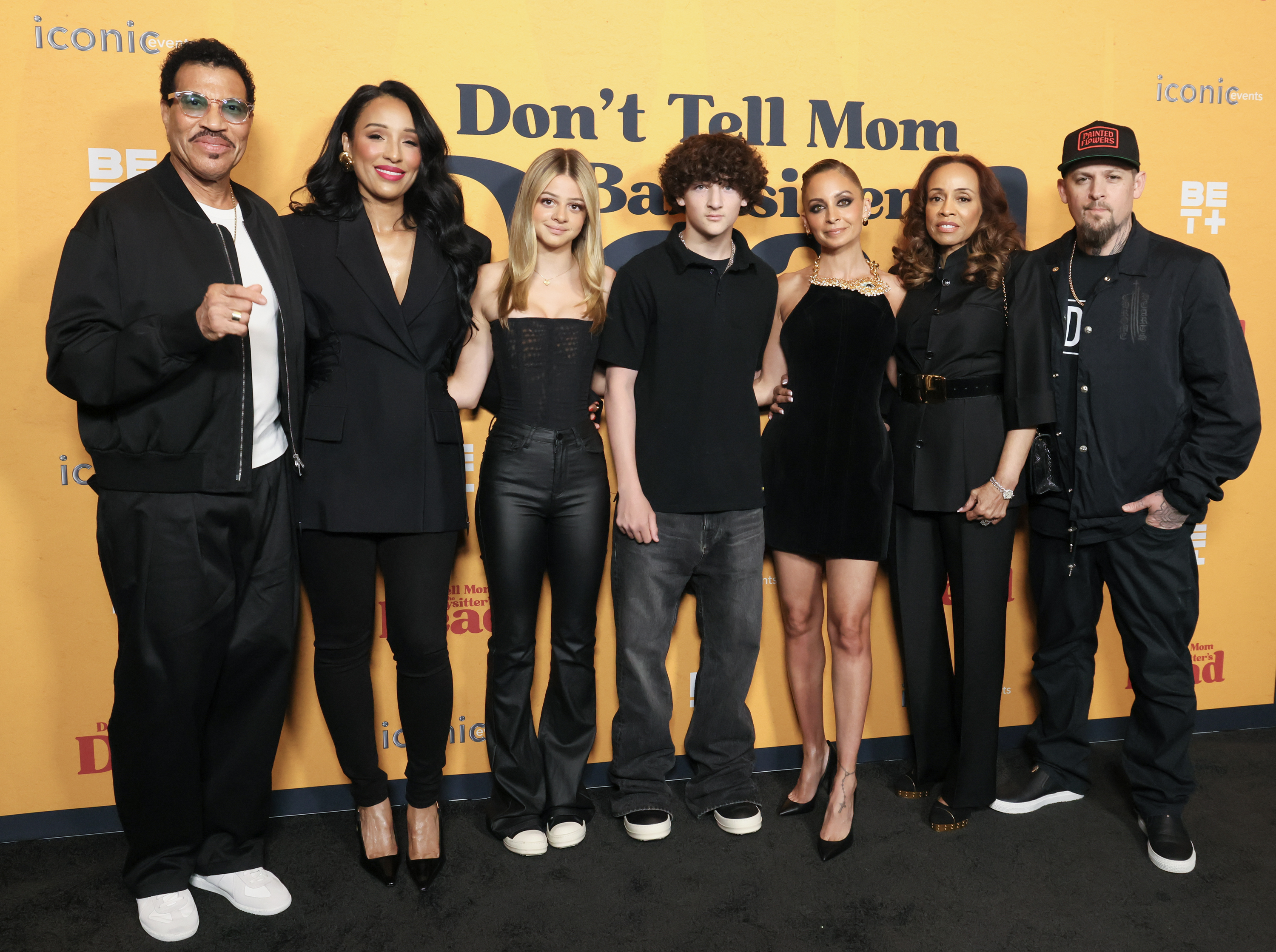 Lionel Richie, Lisa Parigi, Harlow Madden, Sparrow Madden, Nicole Richie, Brenda Harvey-Richie, and Joel Madden at the premiere of "Don't Tell Mom the Babysitter's Dead" in Los Angeles, California on April 2, 2024 | Source: Getty Images