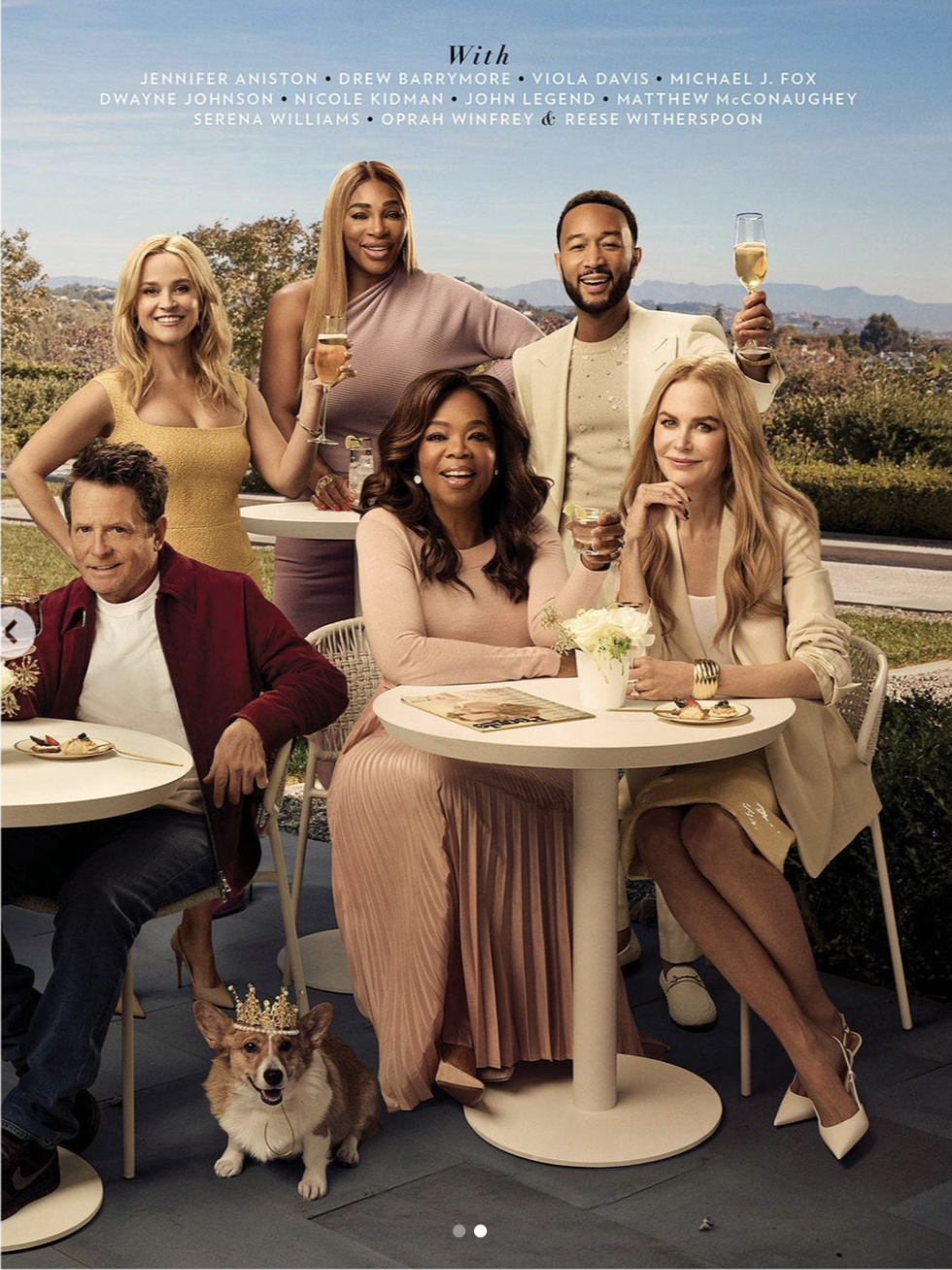 Nicole Kidman, Oprah Winfrey, John Legend, Matthew McConaughey, Serena Williams, and Reese Witherspoon on PEOPLE magazine's cover, dated April 2024 | Source: Instagram/People
