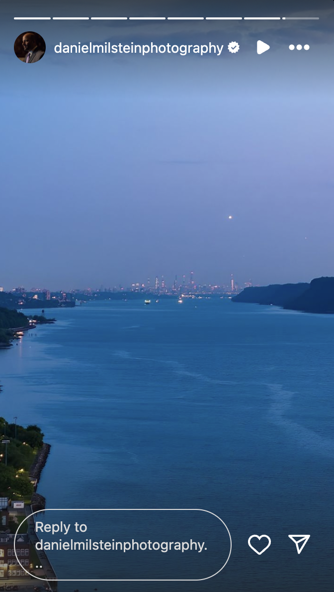 Another view of the Hudson River and the surrounding neighborhood of Catherine Zeta-Jones and Michael Douglas' riverfront mansion, posted on June 18, 2024 | Source: Instagram/danielmilsteinphotography
