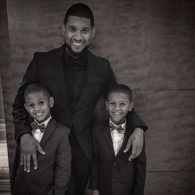 Usher Raymond and his sons, Usher "Cinco" Raymond V and Naviyd, from a post dated June 16, 2024. | Source: Instagram/usher
