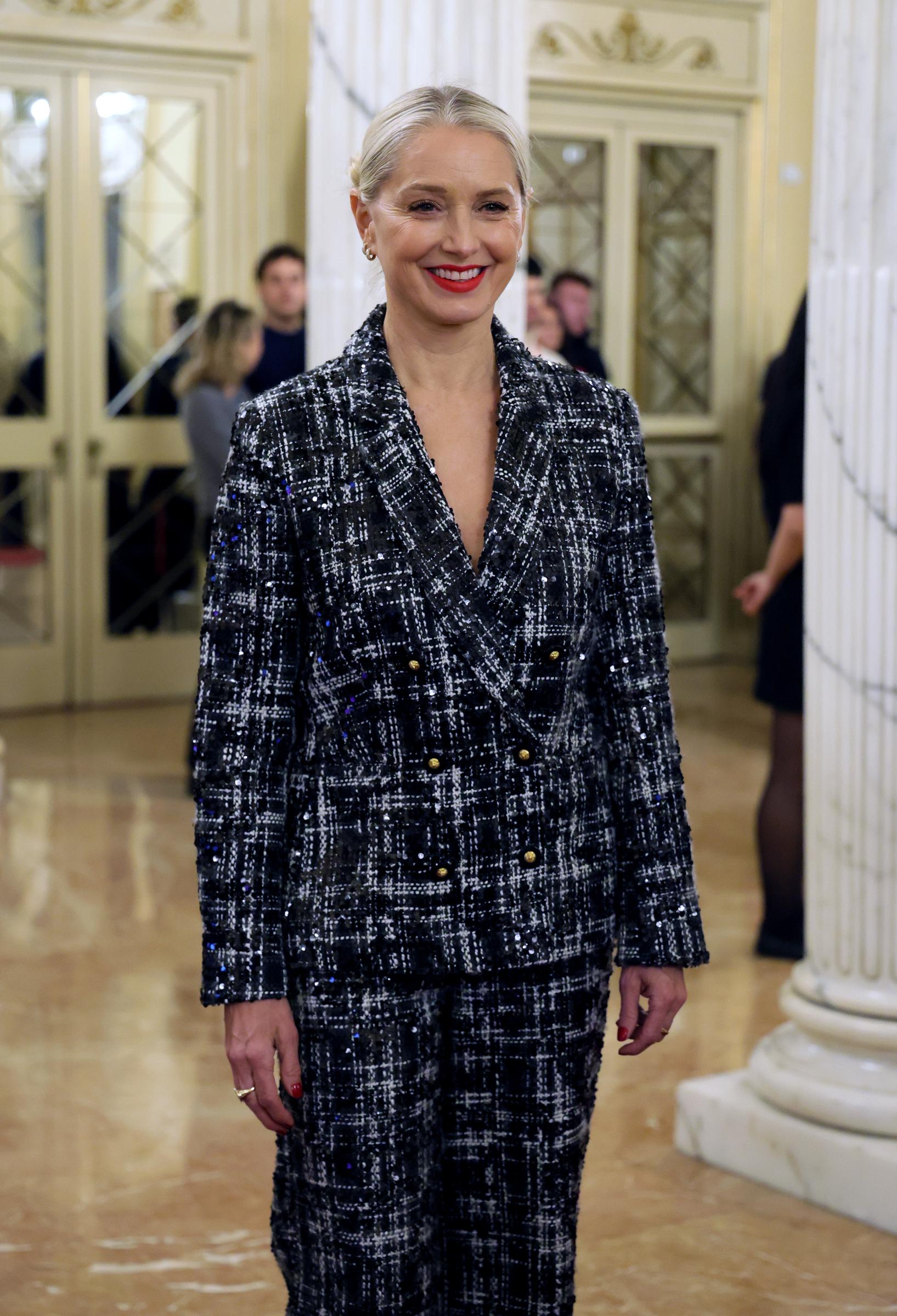 Katherine LaNasa arrives on the red carpet for the Winter Olympics opening ceremony at Teatro Alla Scala on February 6, 2026, in Milan, Italy | Source: Getty Images