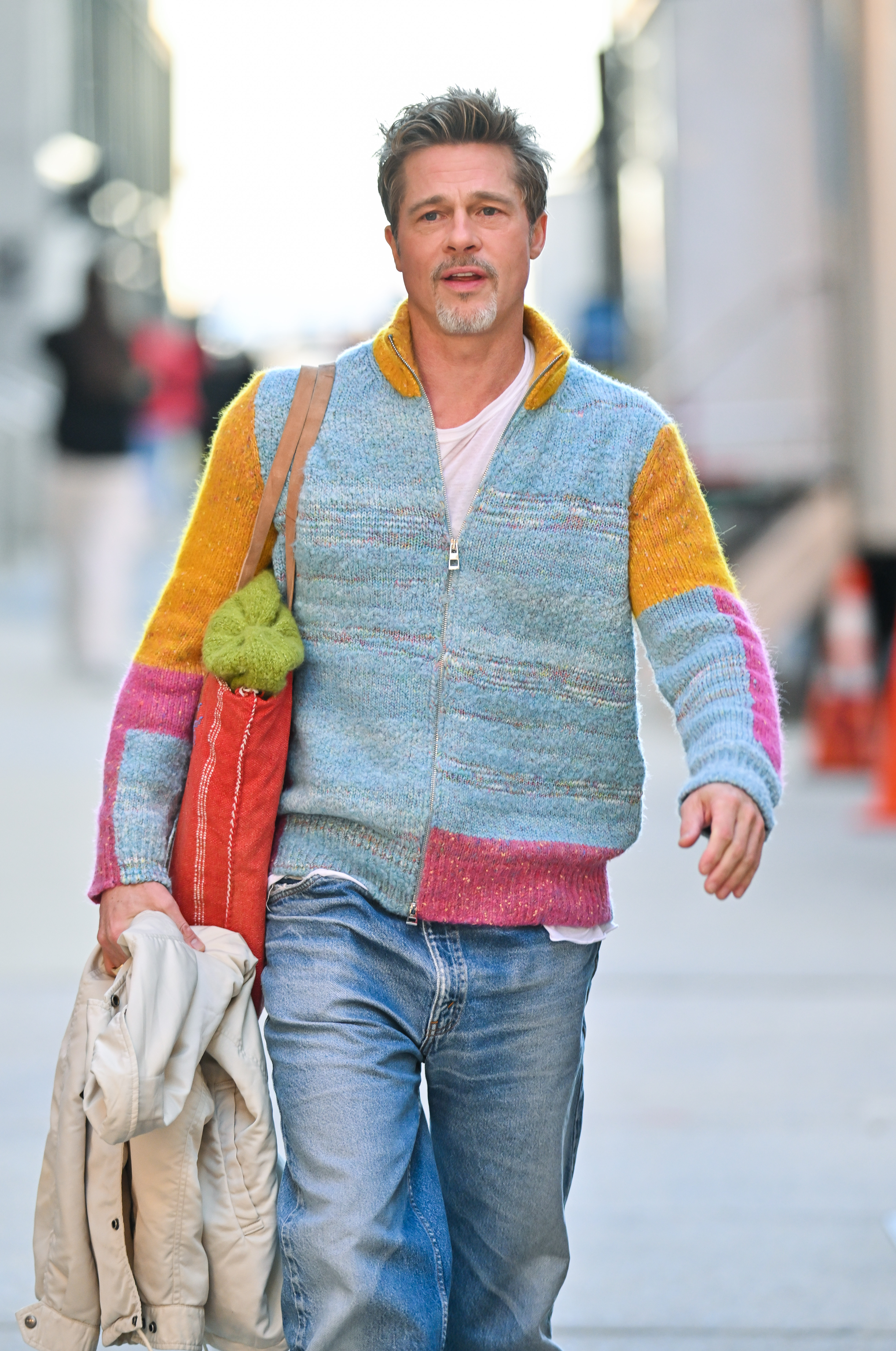 Brad Pitt while filming "Wolves" in 2023 | Source: Getty Images