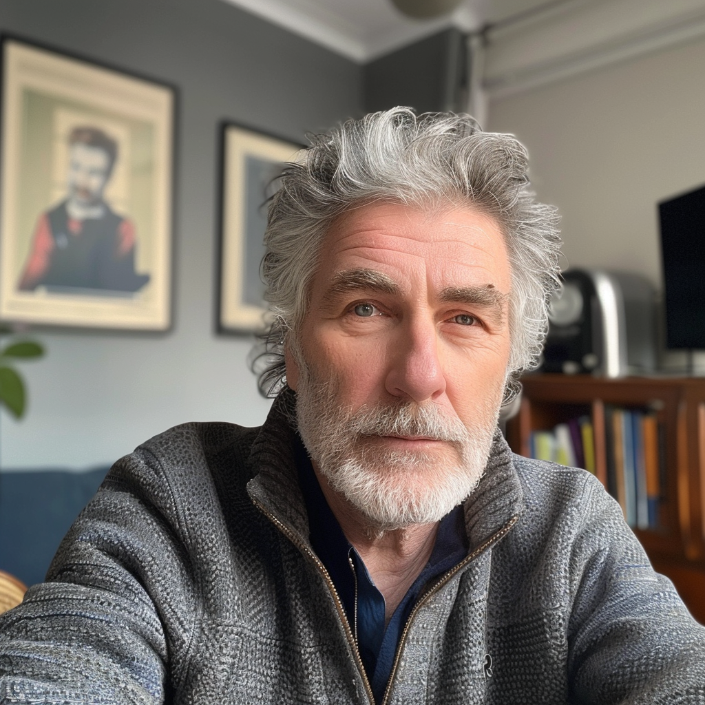 An older man sitting at a desk | Source: Midjourney