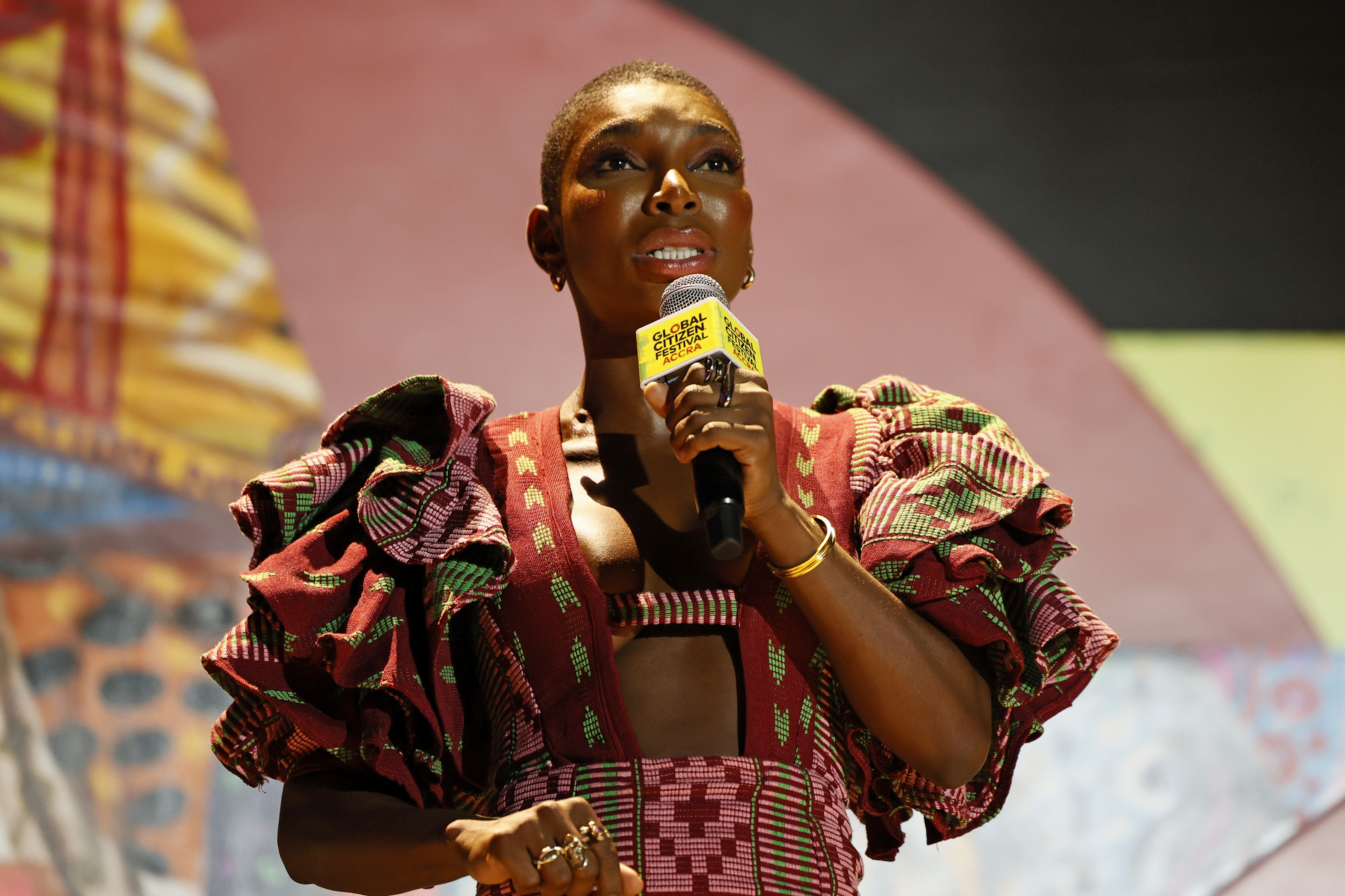 Michaela Coel introduces "For Girls Moment" during Global Citizen Festival 2022: Accra on September 24, 2022, in Accra, Ghana. | Source: Getty Images
