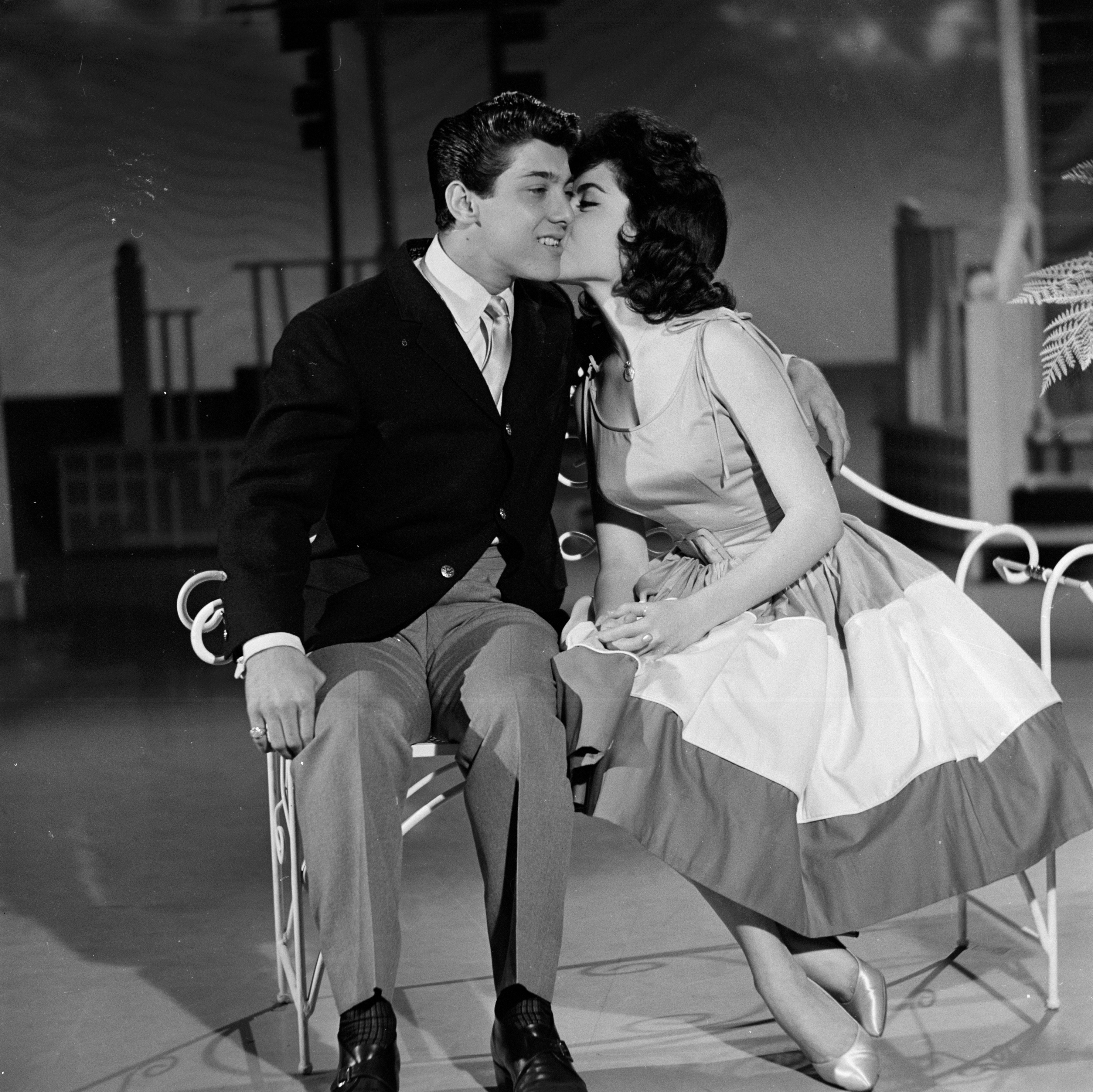 Annette Funicello and Paul Anka on COKE TIME - Airdate June 11, 1960. | Source: Getty Images 