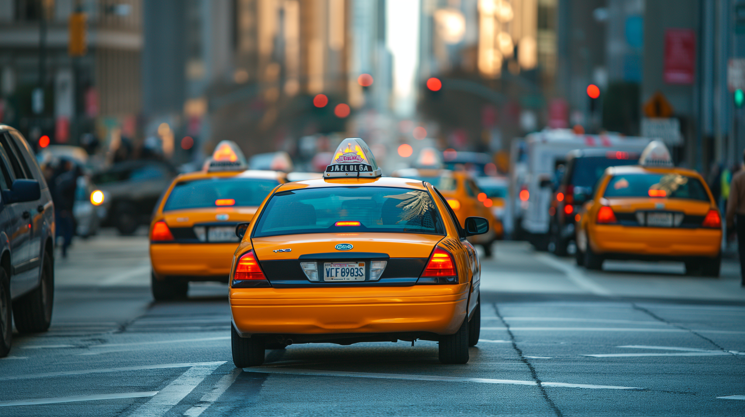 Yellow taxi cabs on the road | Source: Midjourney