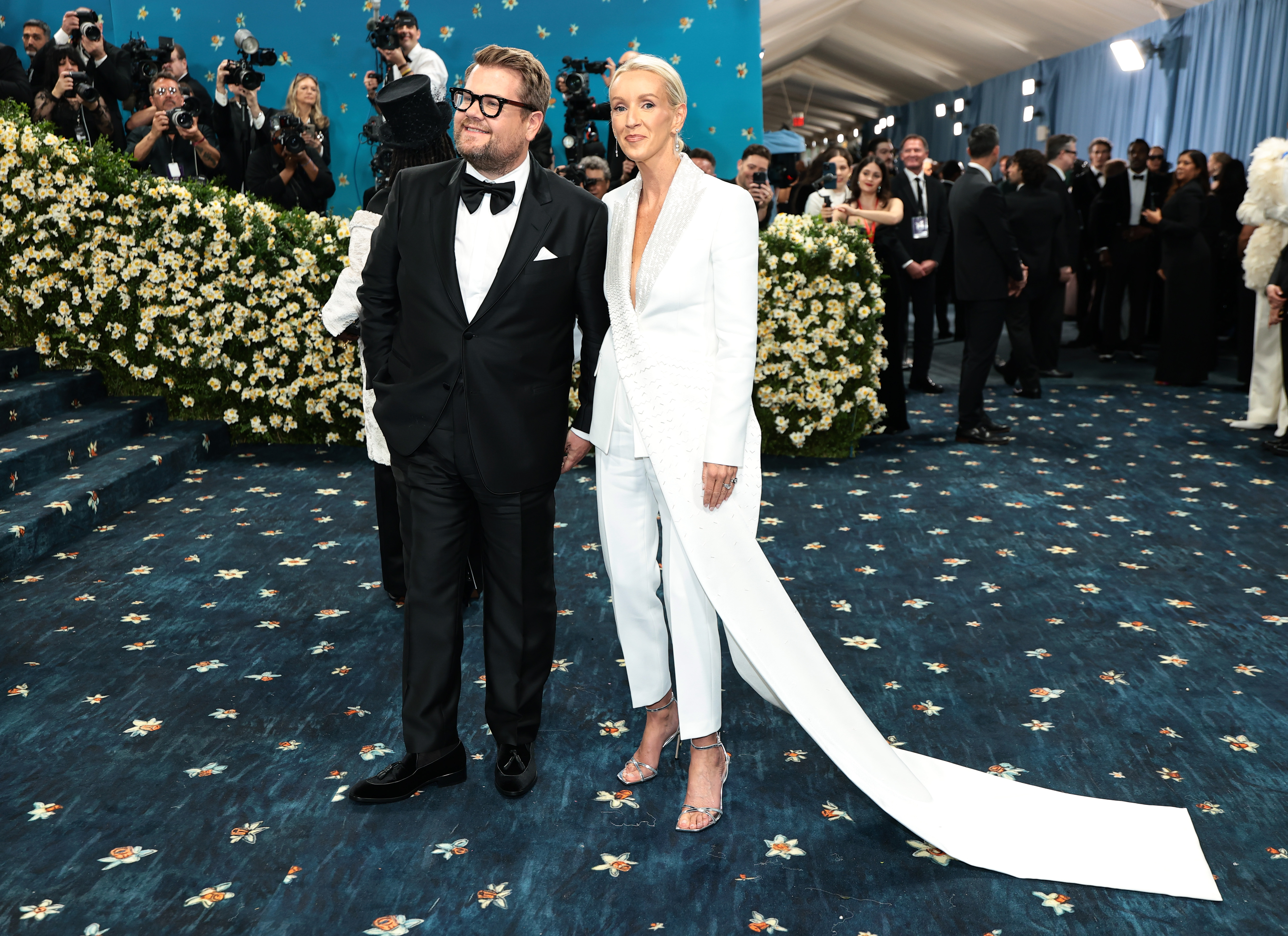 James Corden and Julia Carey pictured at the Met Gala Celebrating "Superfine: Tailoring Black Style" on May 5, 2025, in New York City. | Source: Getty Images