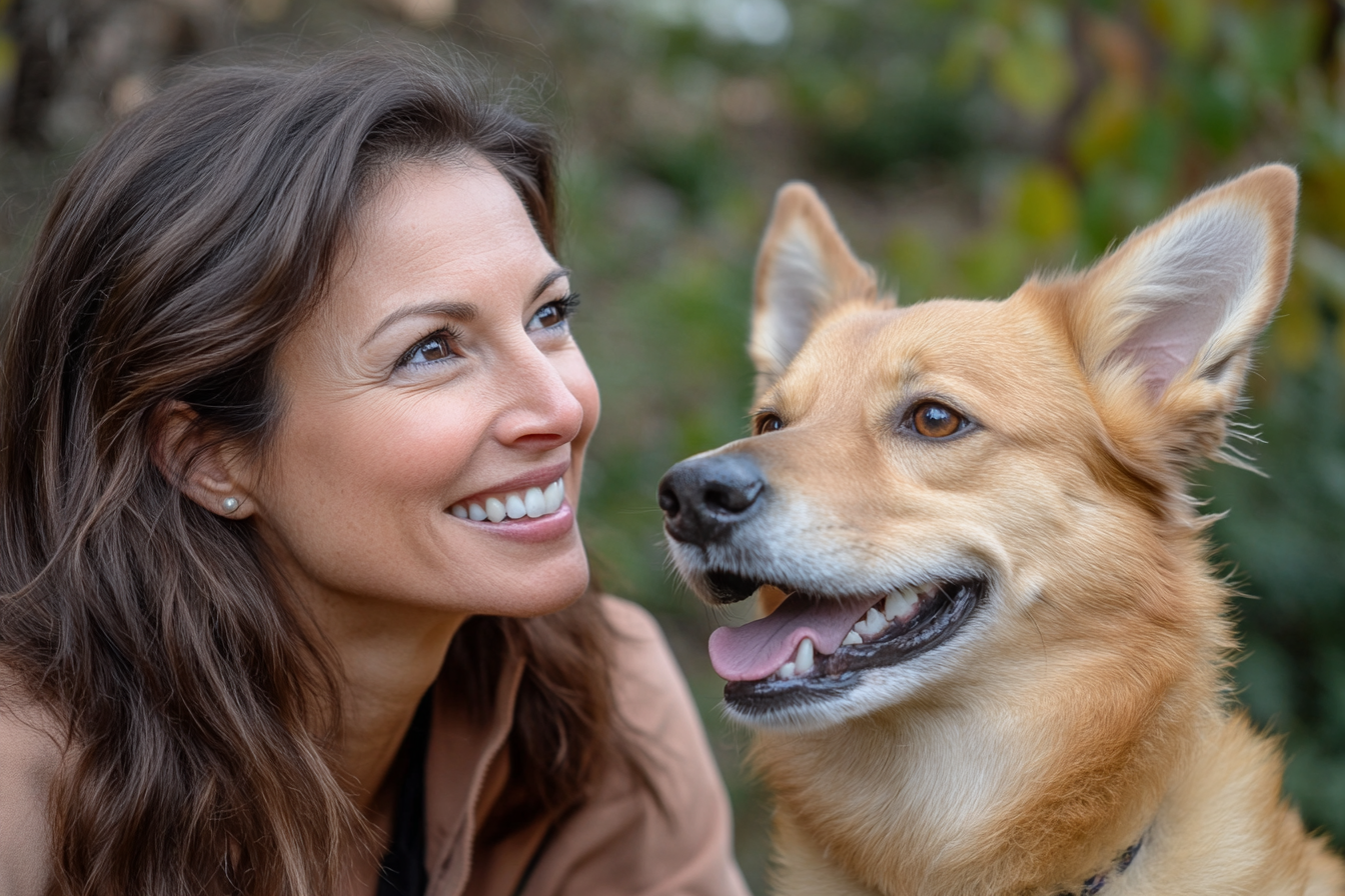 A woman and her dog | Source: Midjourney