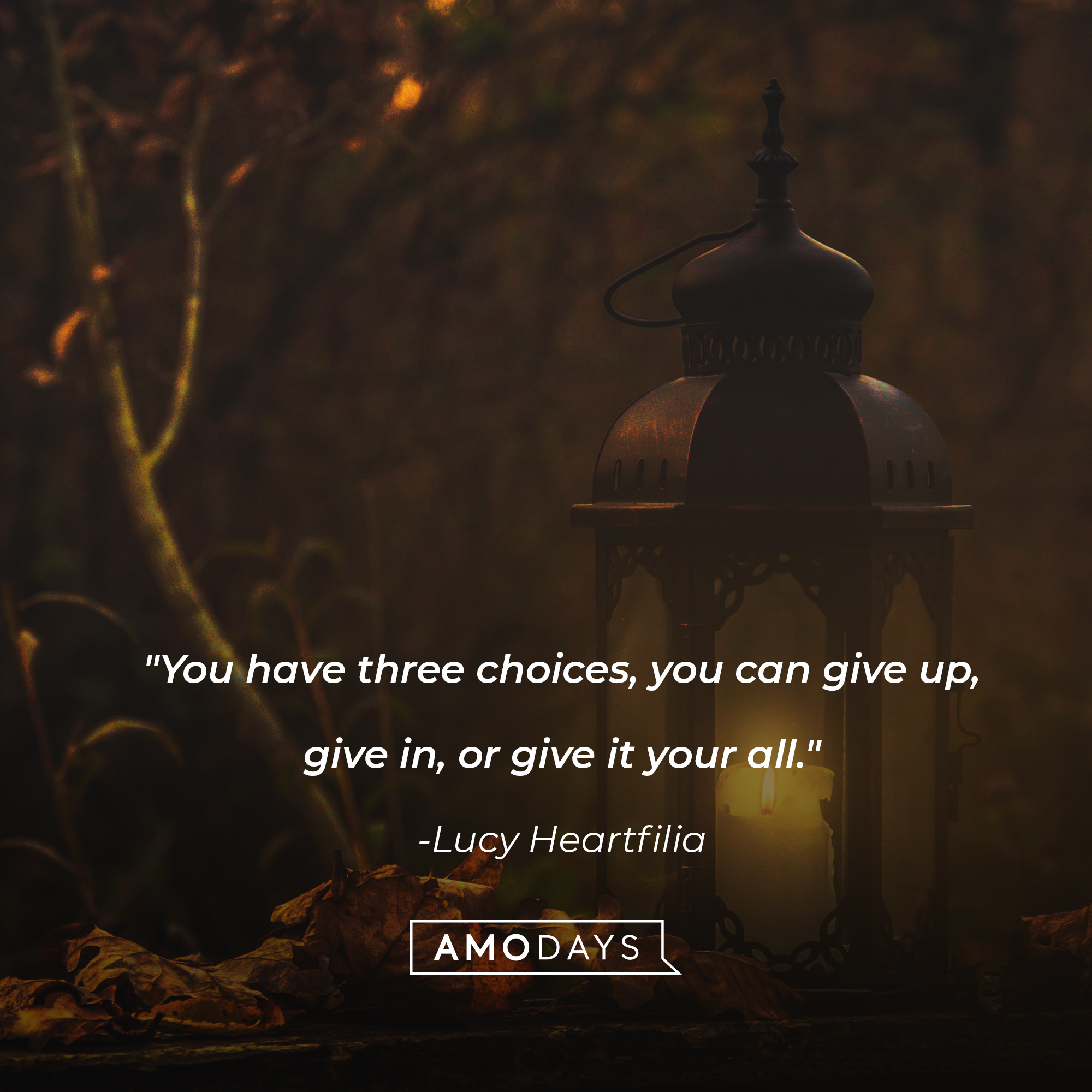 Lucy Heartfilia's quote: "You have three choices, you can give up, give in, or give it your all." | Image: Unsplash
